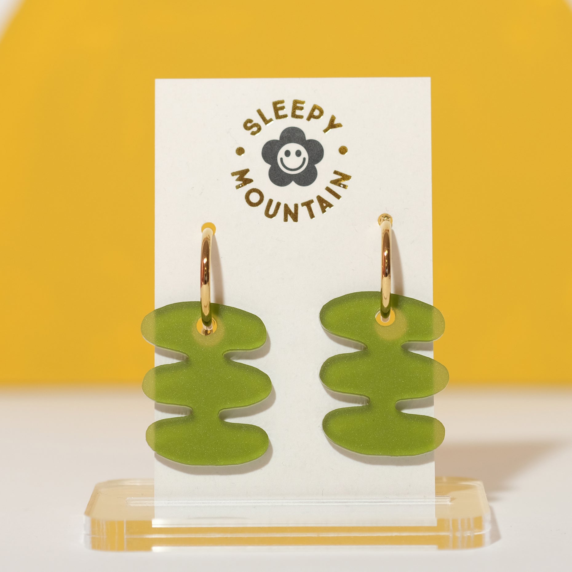 Abstract Hoop Earrings - Olive Bubble Bar - Sleepy Mountain