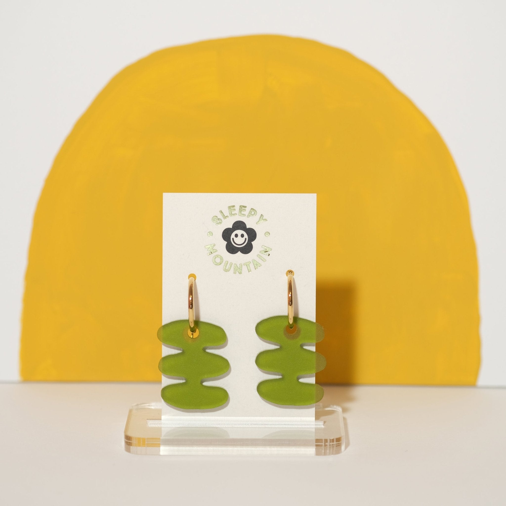 Abstract Hoop Earrings - Olive Bubble Bar - Sleepy Mountain