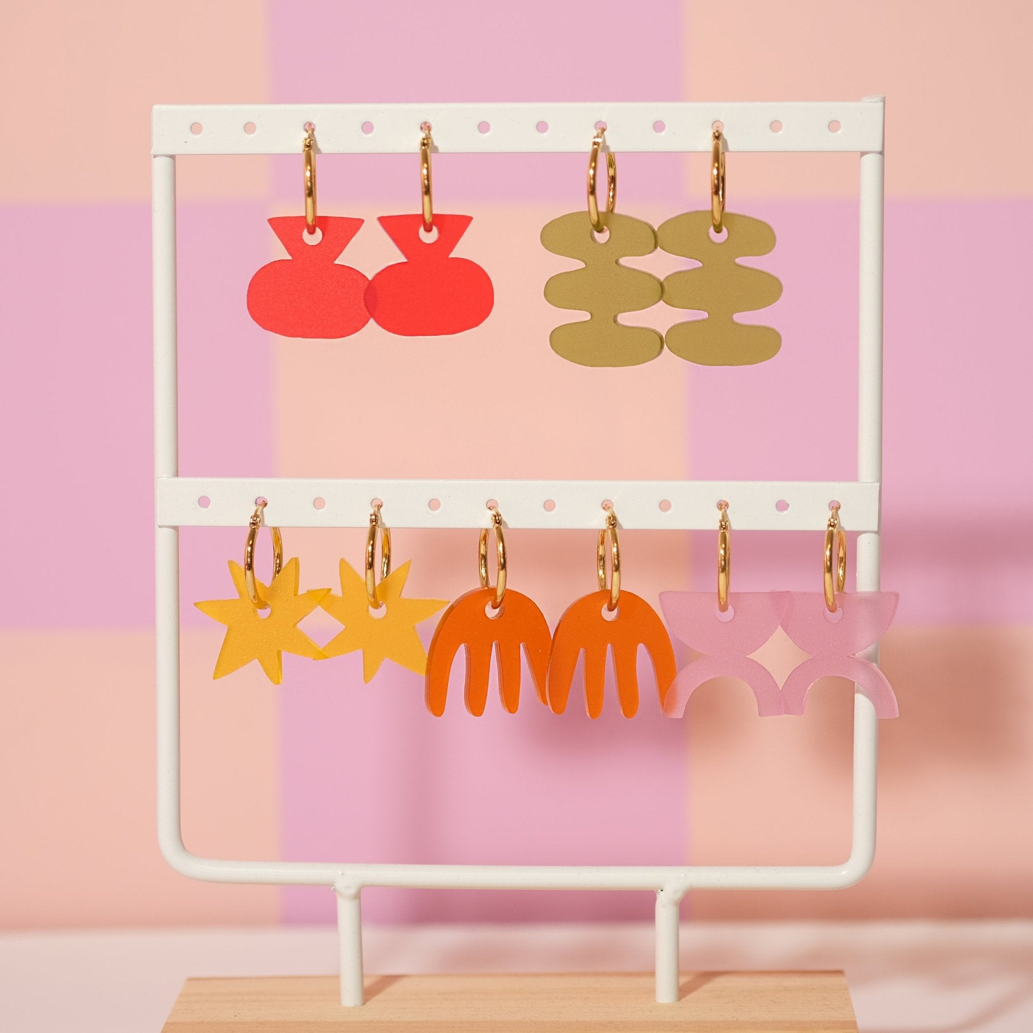 Abstract Hoop Earrings - Orange Comb - Sleepy Mountain