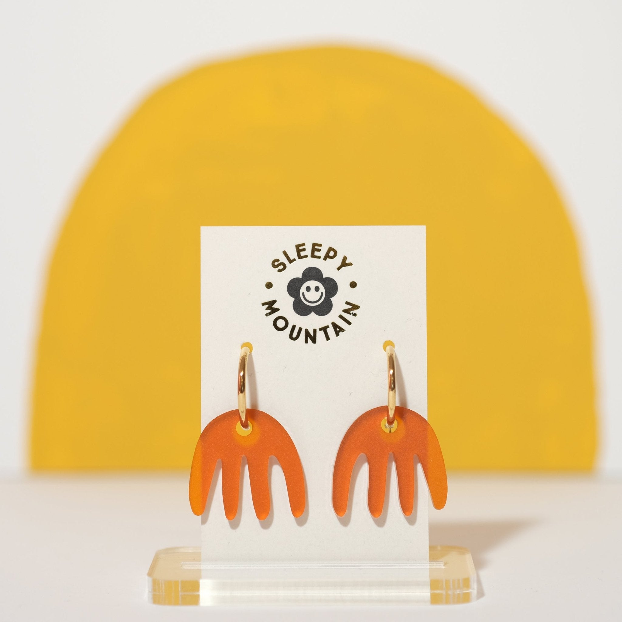 Abstract Hoop Earrings - Orange Comb - Sleepy Mountain