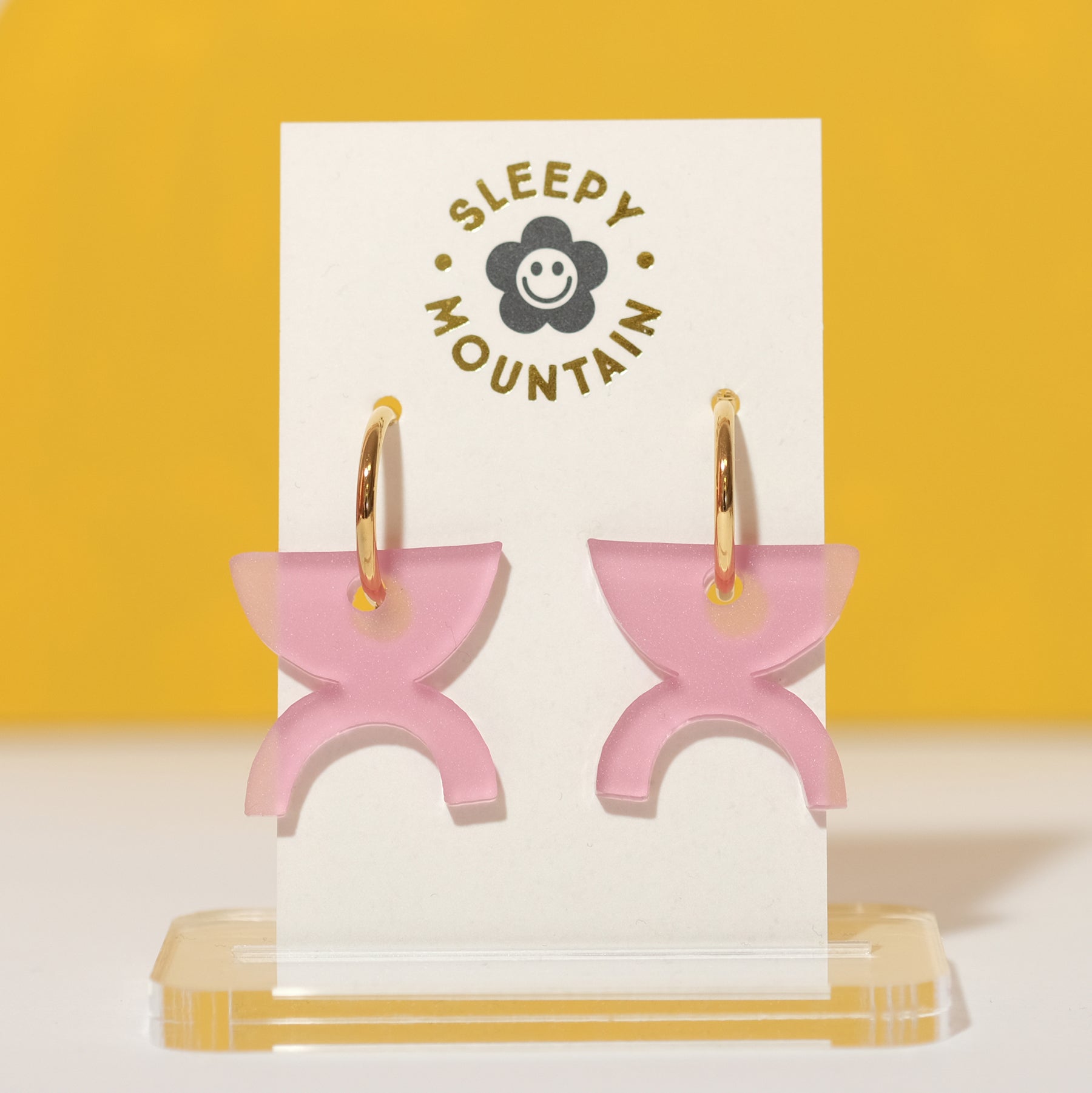 Abstract Hoop Earrings - Pink Arch - Sleepy Mountain