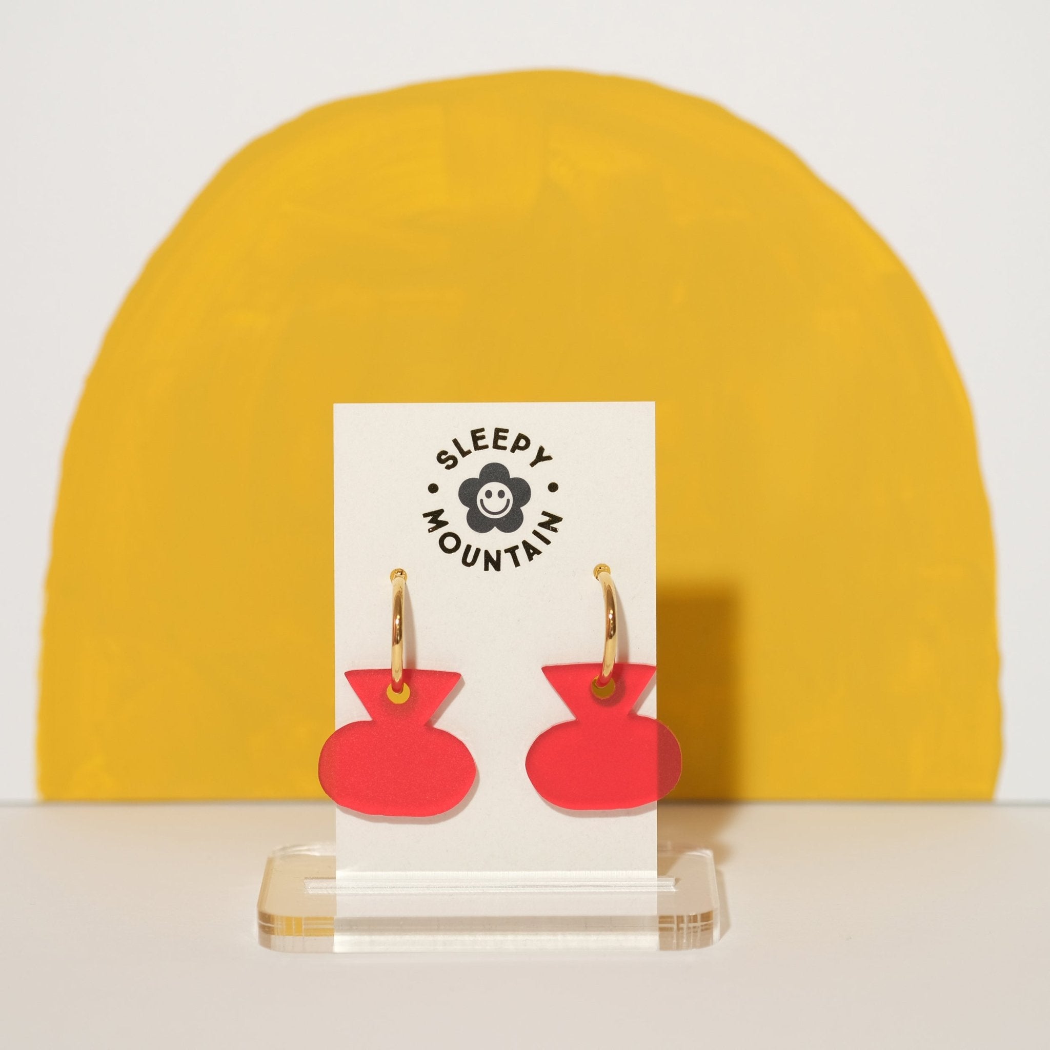 Abstract Hoop Earrings - Red Vase - Sleepy Mountain