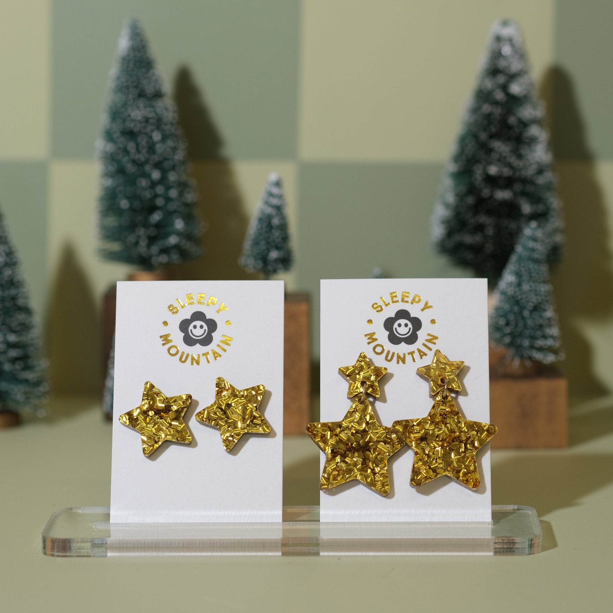 Big Star Stud Earrings - Gold Glitter - Sleepy Mountain