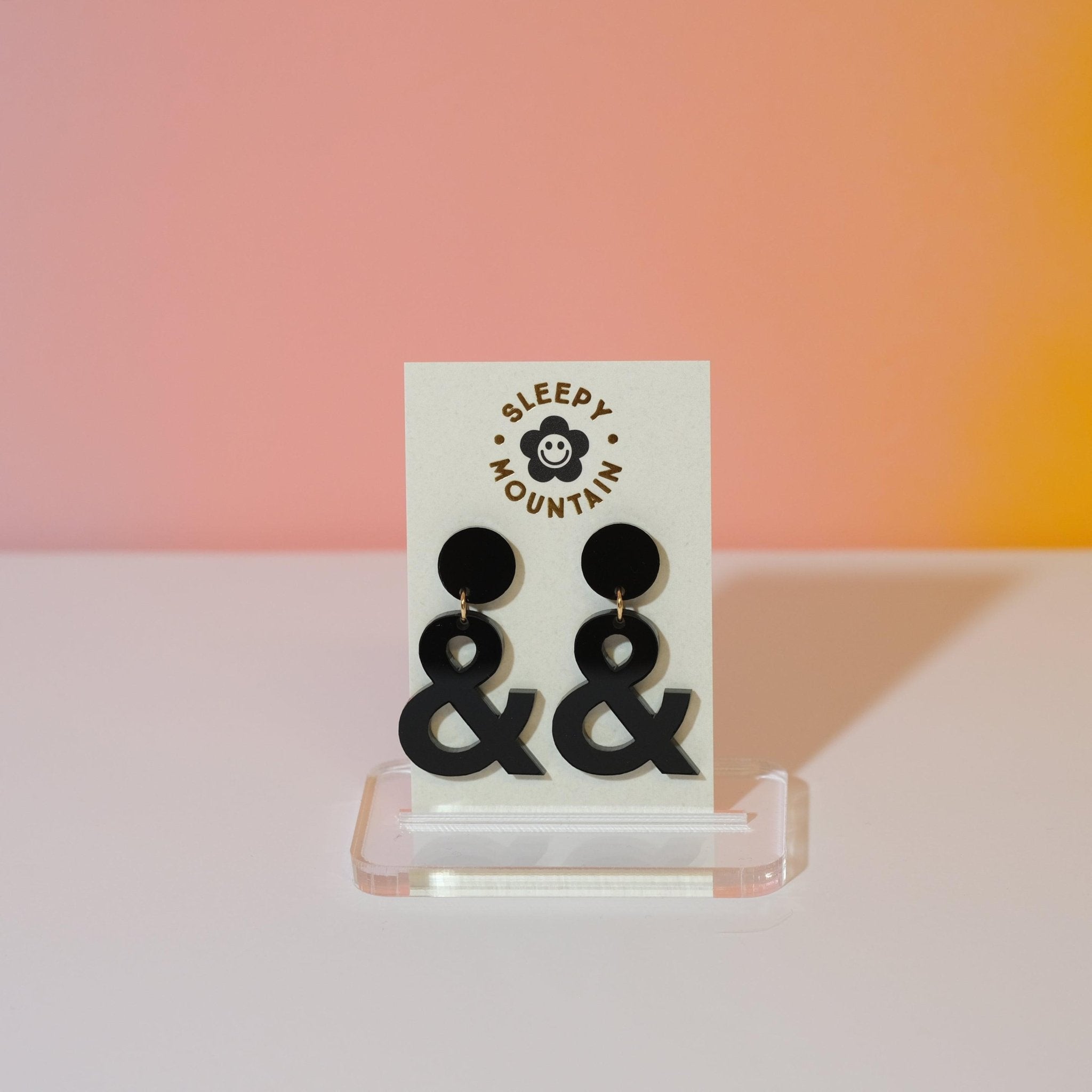 Black Ampersand Dangle Earrings - Sleepy Mountain