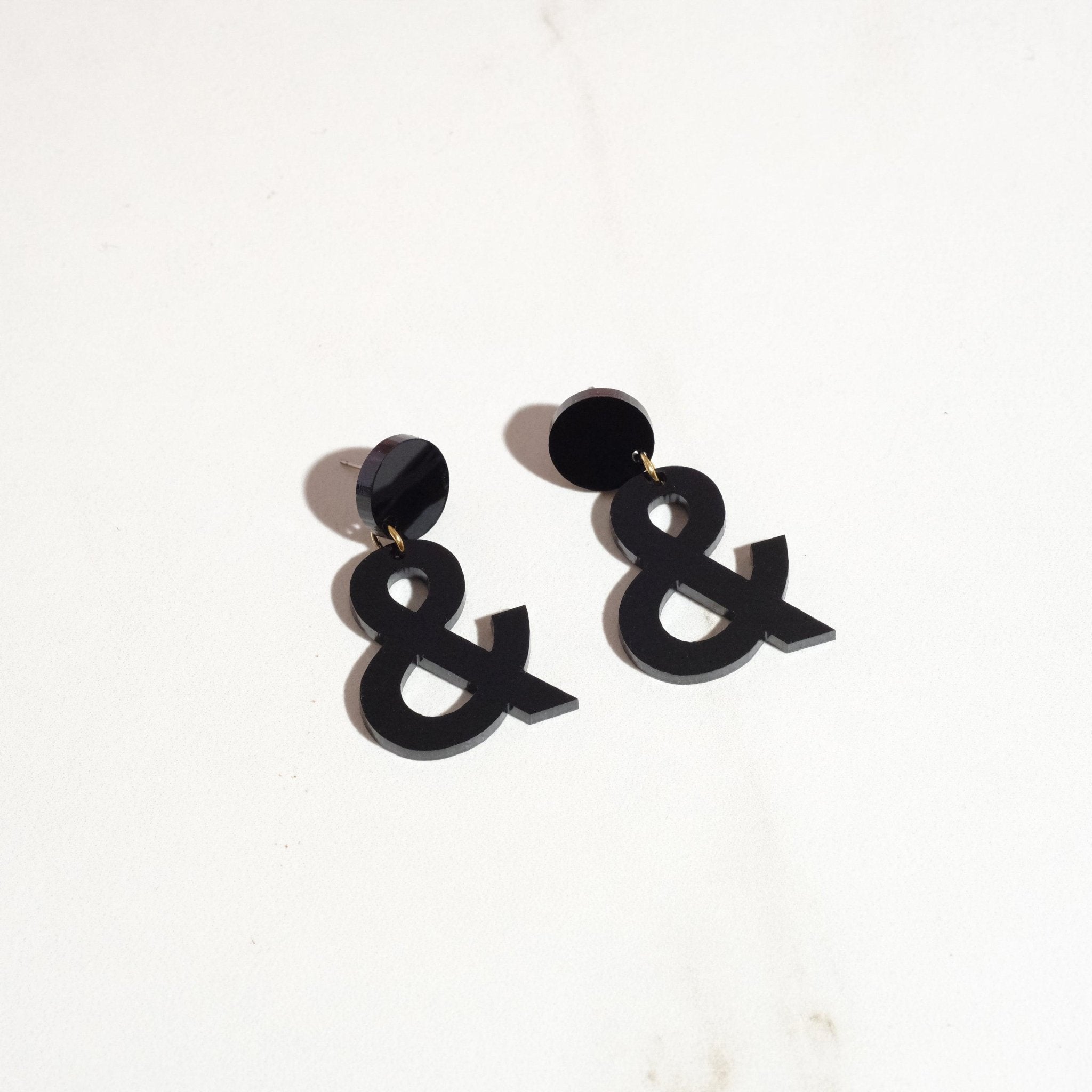 Black Ampersand Dangle Earrings - Sleepy Mountain