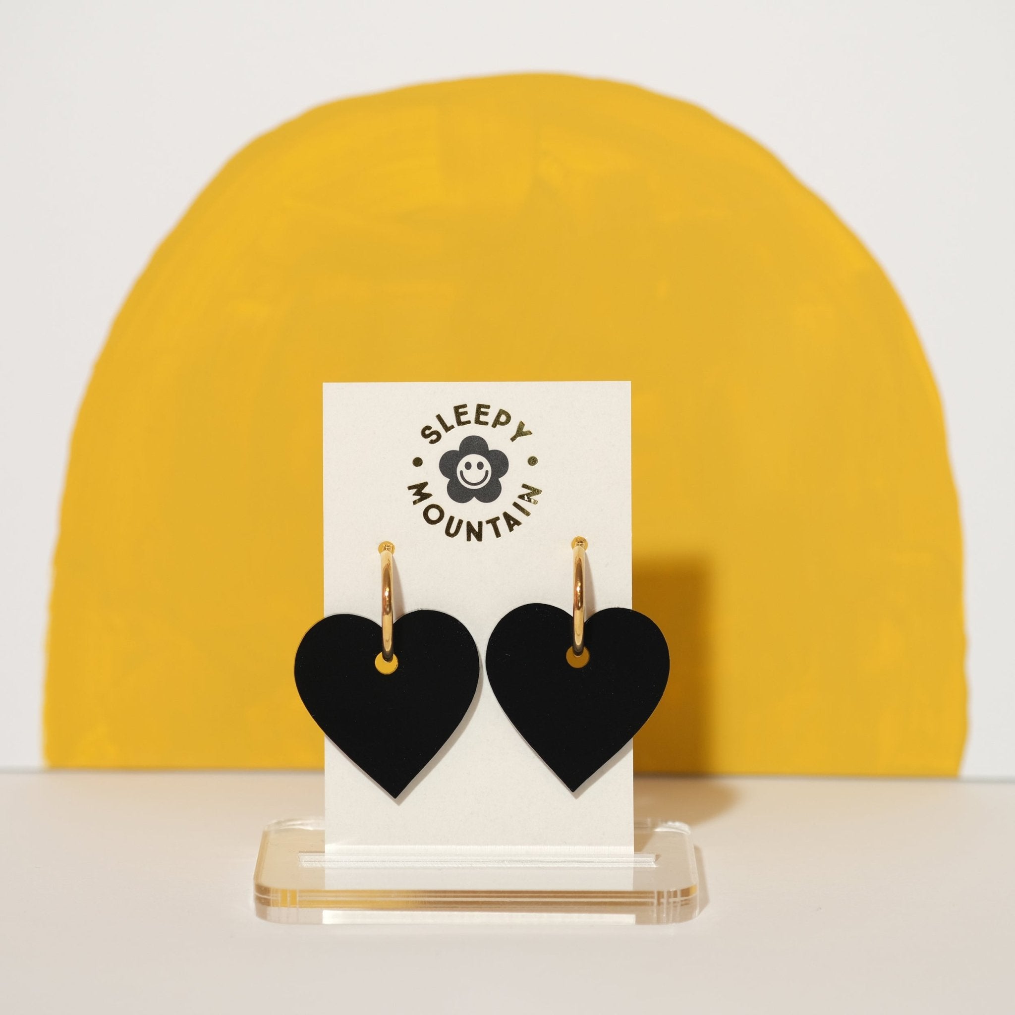 Black Heart Hoop Earrings - Sleepy Mountain