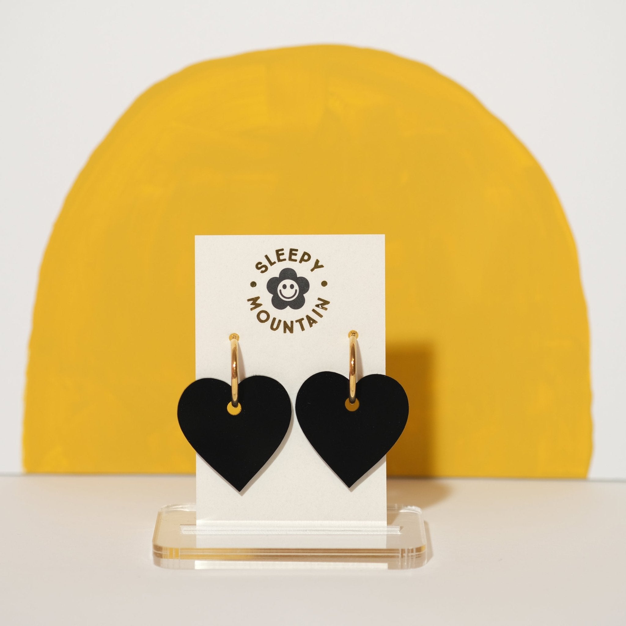Black Heart Hoop Earrings - Sleepy Mountain