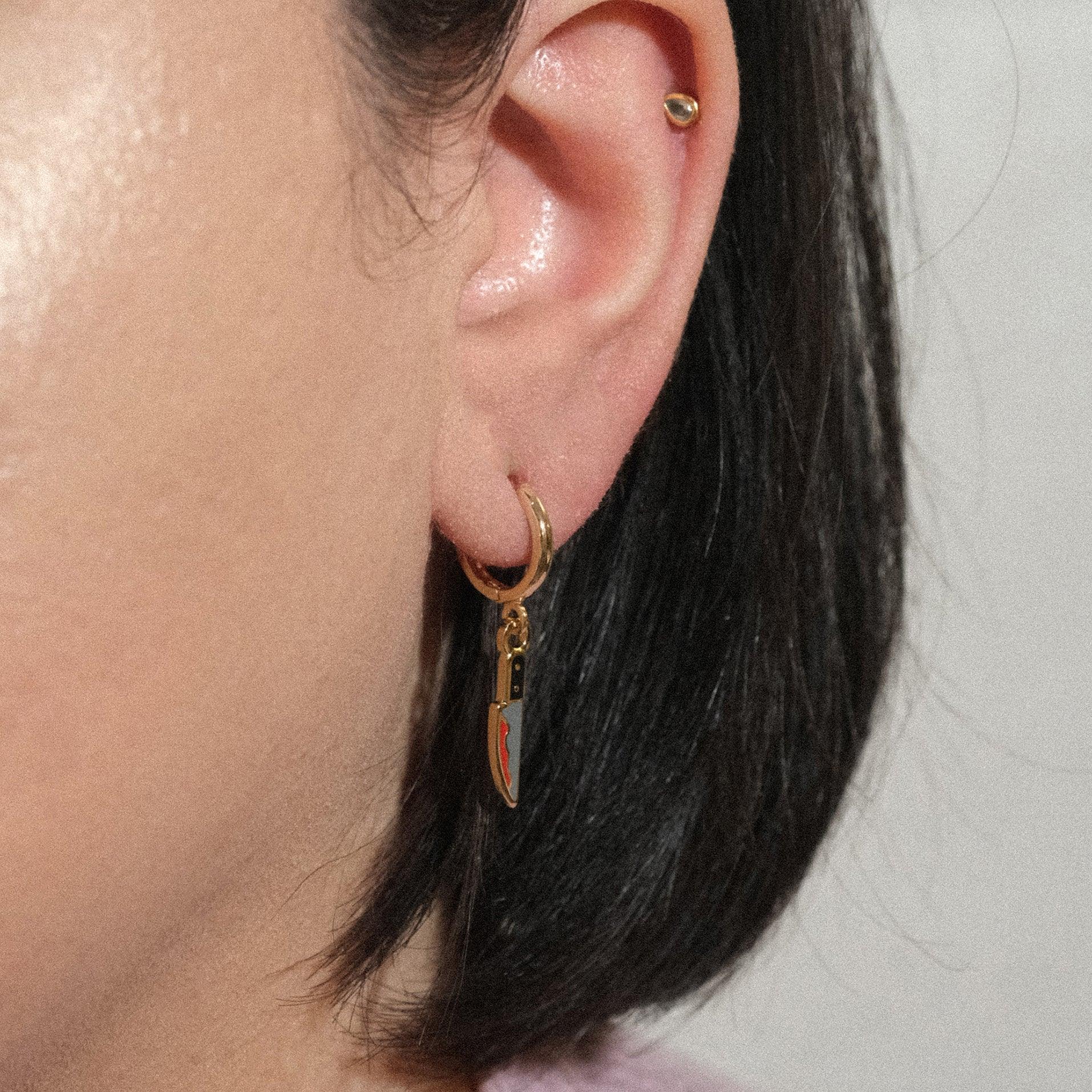 Bloody Knife Huggie Hoop Earrings - Sleepy Mountain