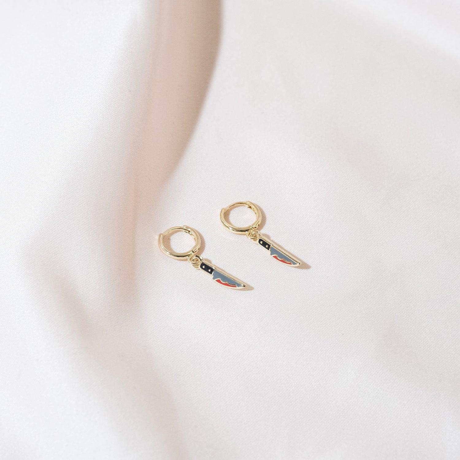 Bloody Knife Huggie Hoop Earrings - Sleepy Mountain