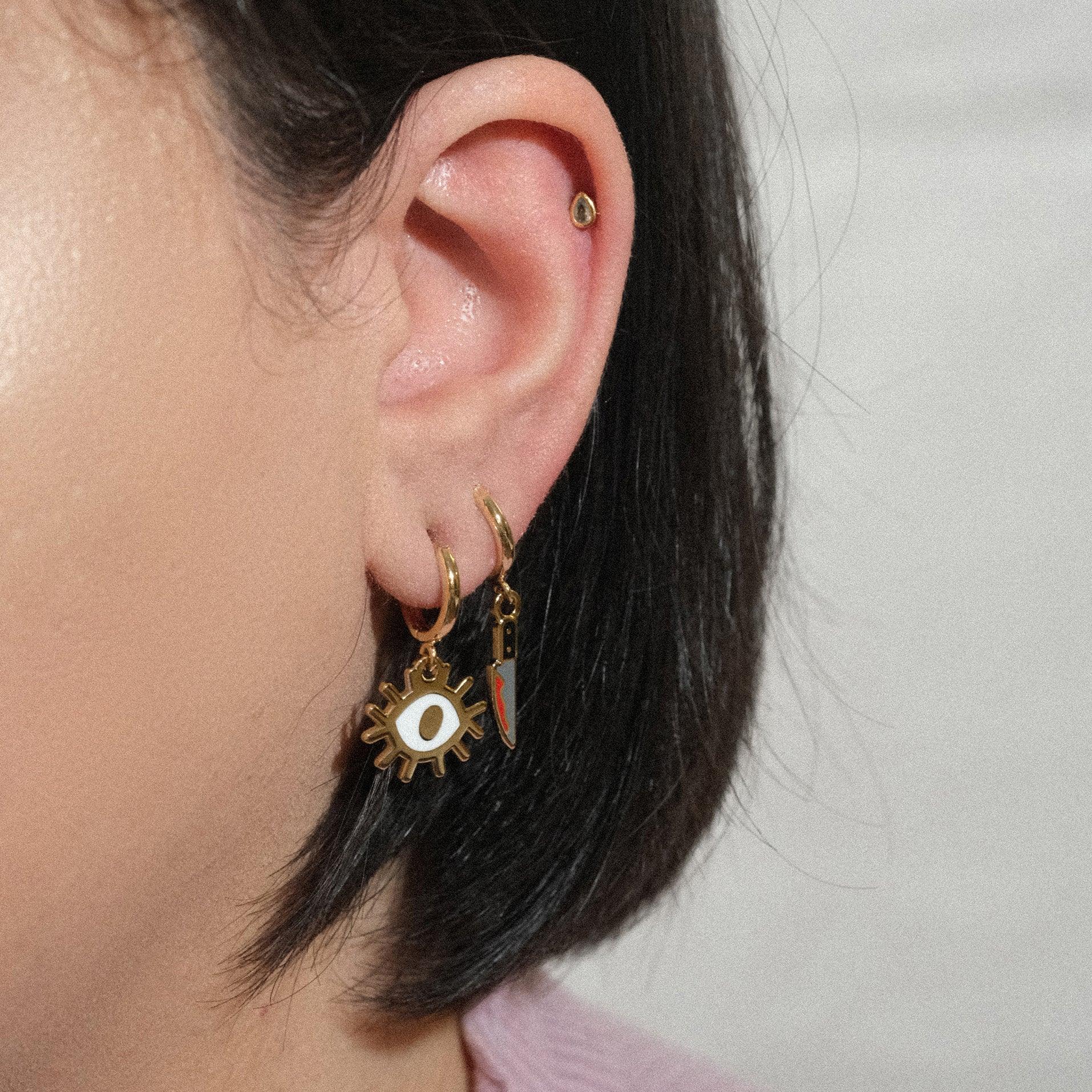 Bloody Knife Huggie Hoop Earrings - Sleepy Mountain