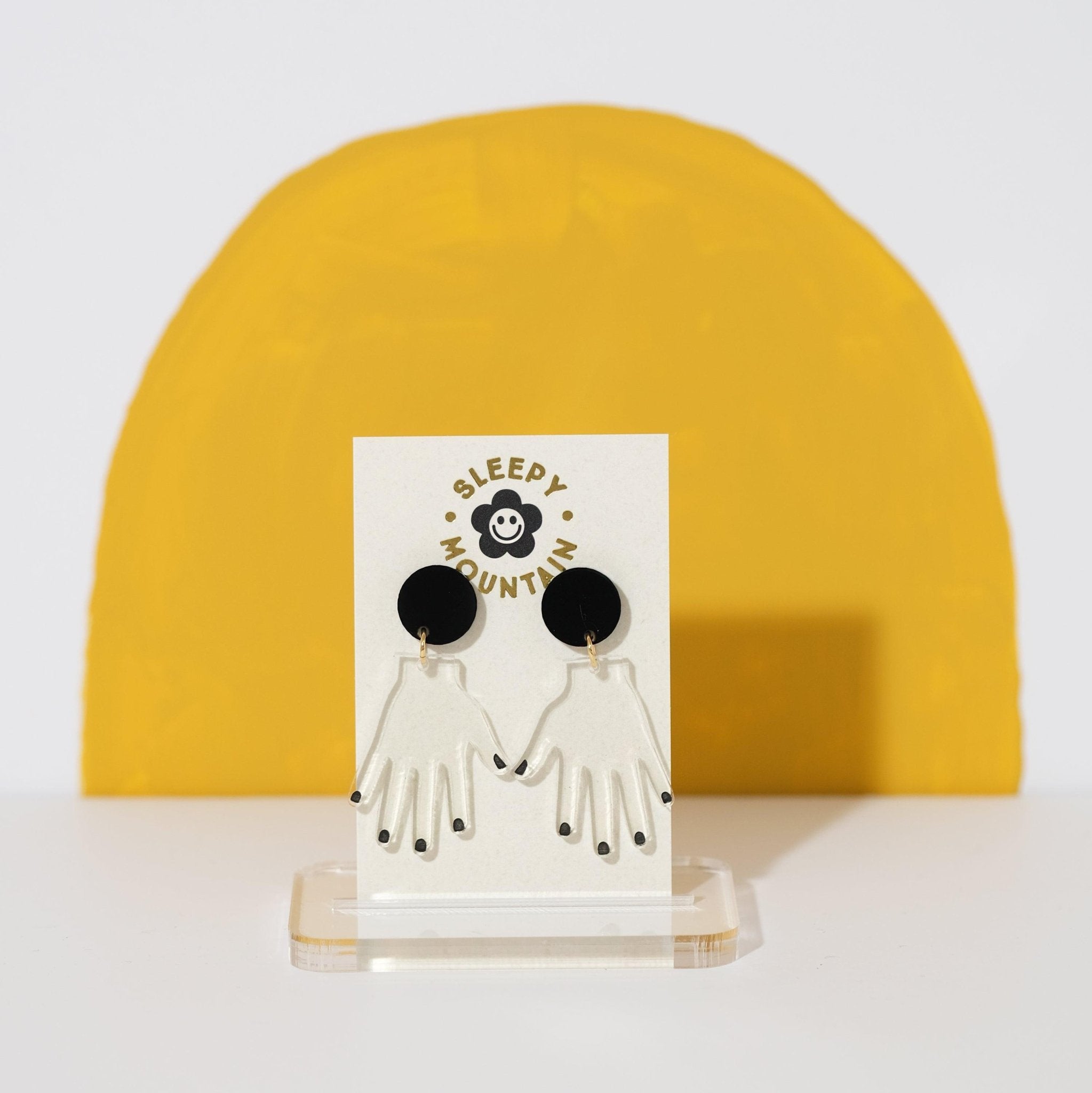 Clear Hands with Black Nails Dangle Earrings - Sleepy Mountain