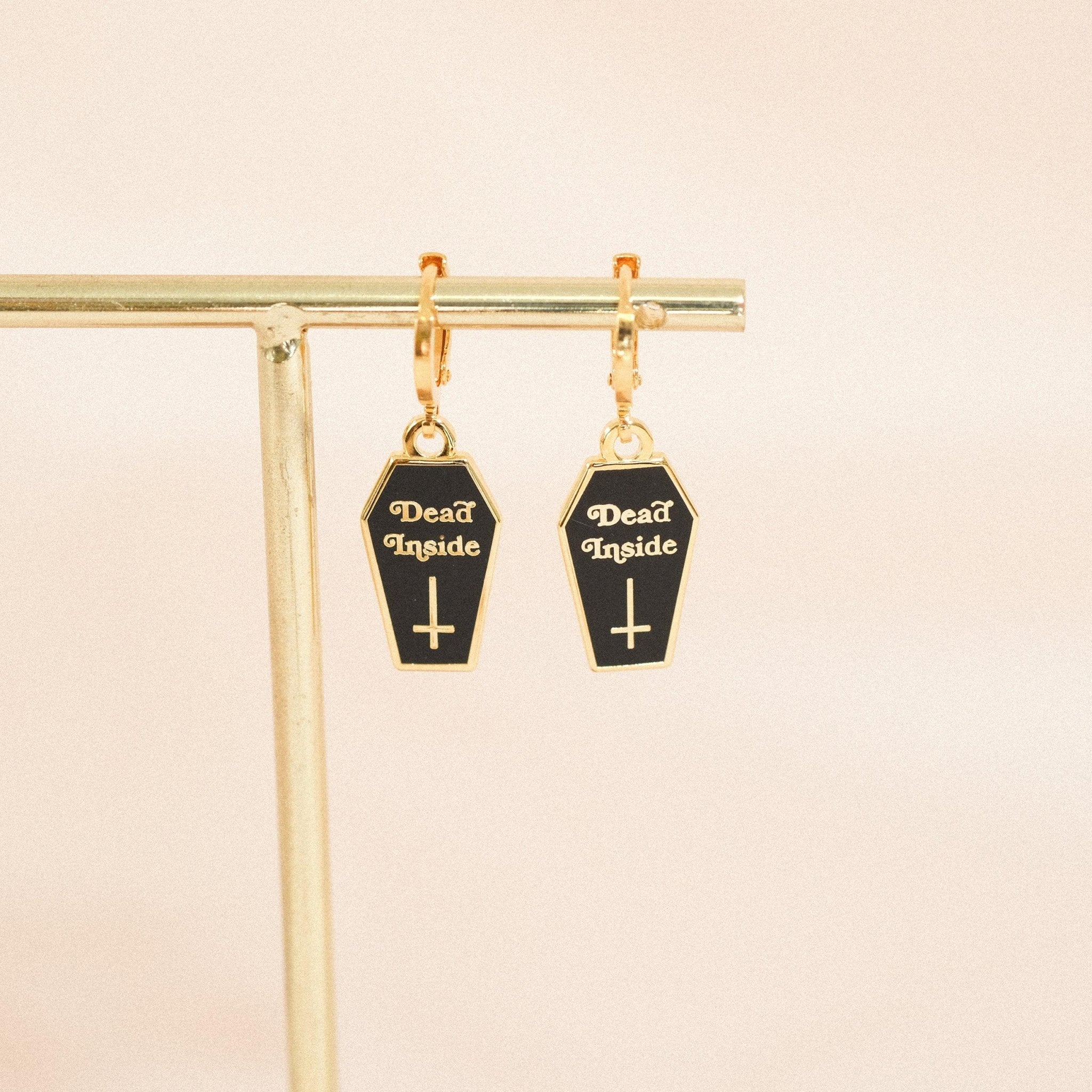 Dead Inside Coffin Huggie Hoop Earrings - Sleepy Mountain