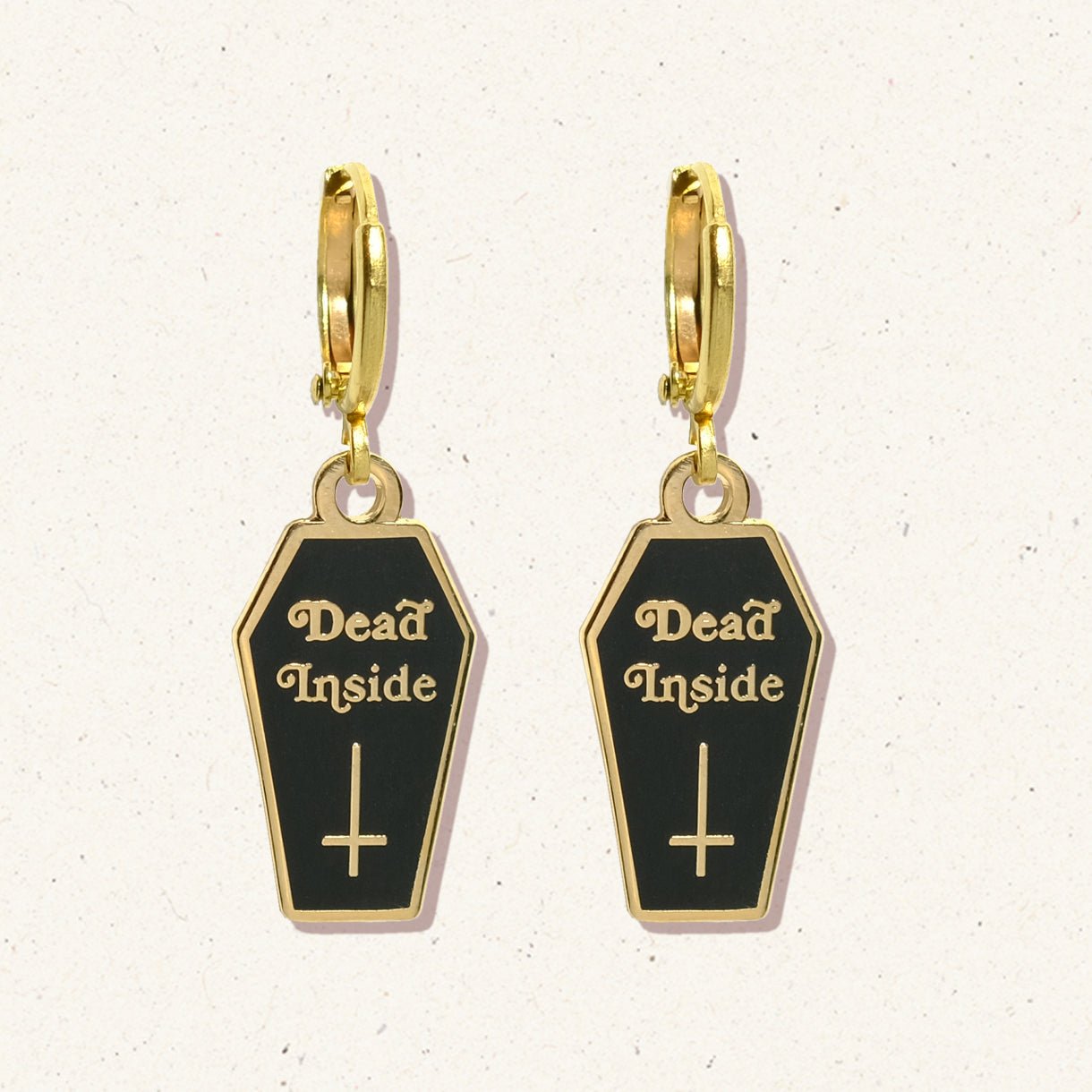 Dead Inside Coffin Huggie Hoop Earrings - Sleepy Mountain