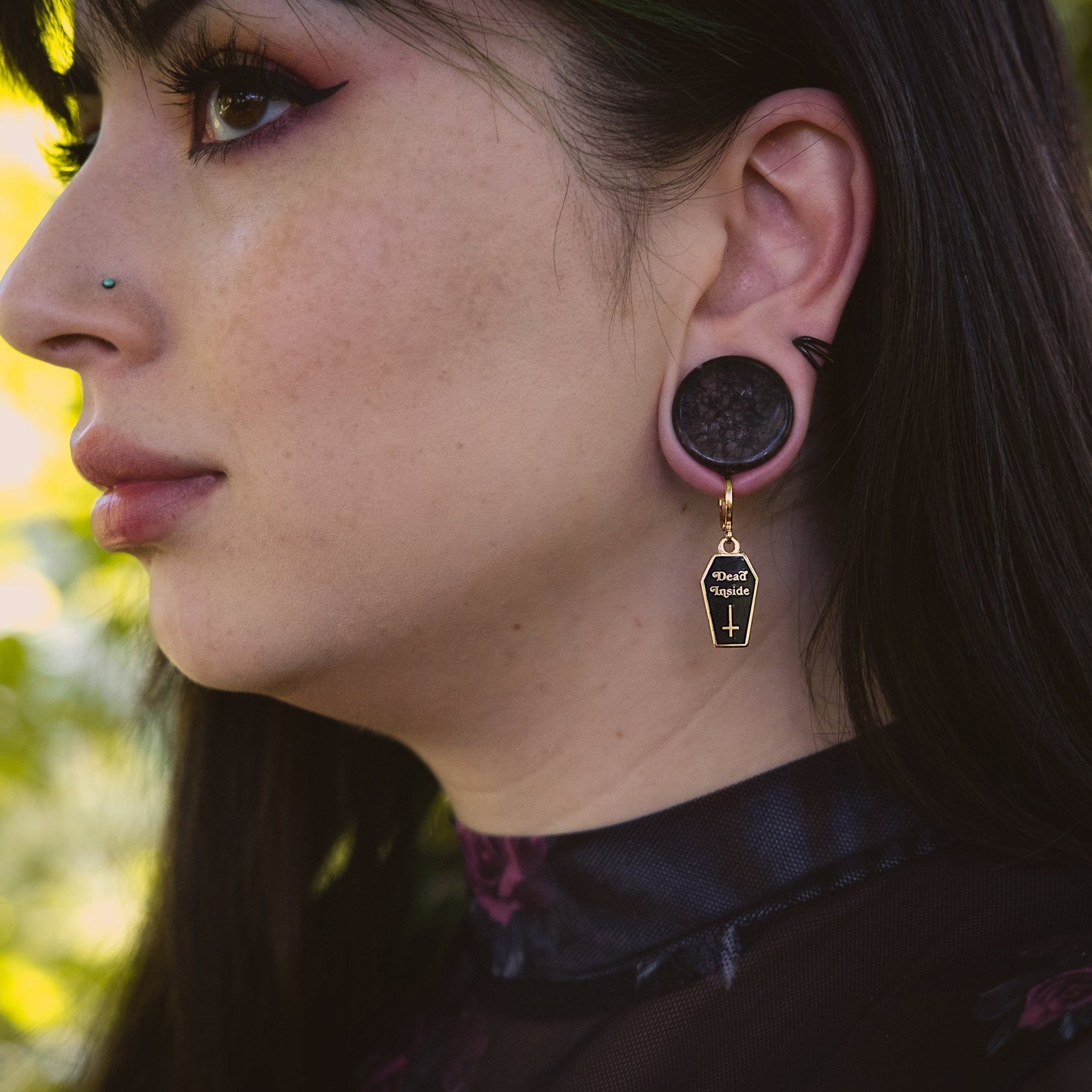 Dead Inside Coffin Huggie Hoop Earrings - Sleepy Mountain