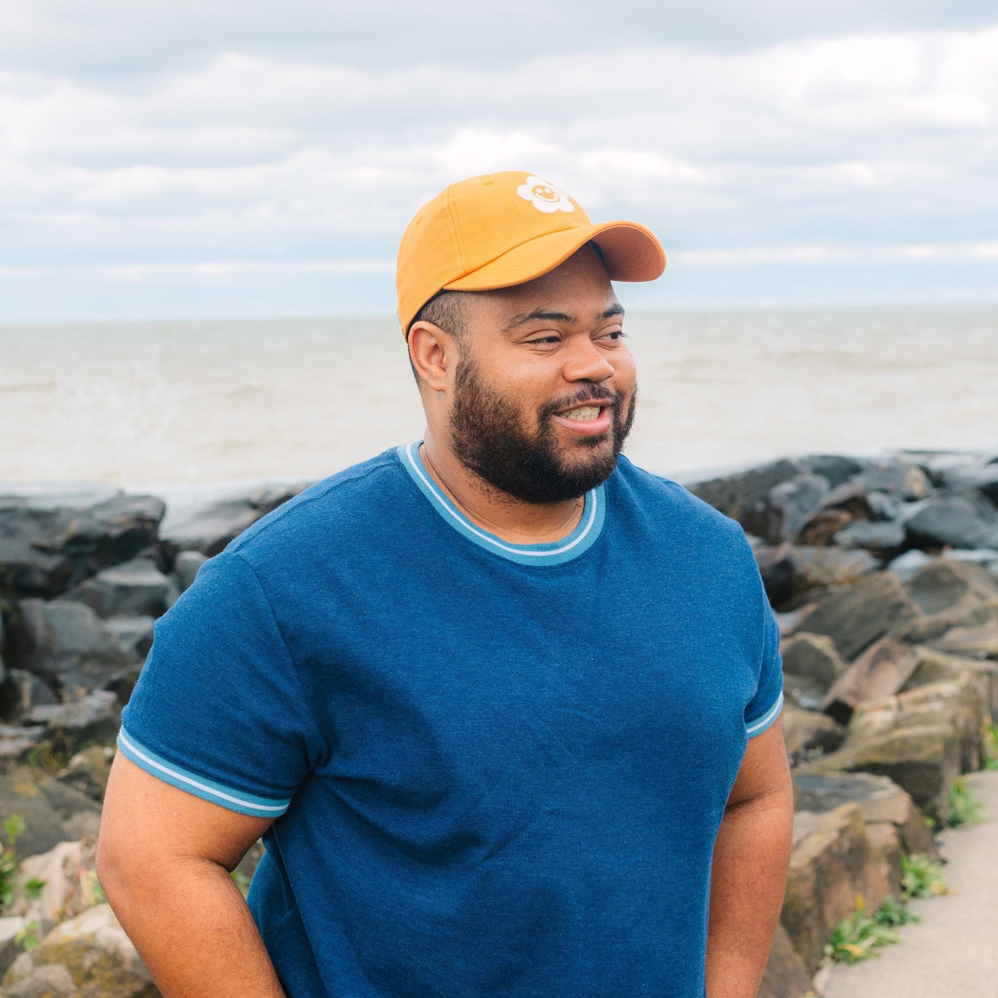 Desert Orange Smiley Daisy Dad Hat - Sleepy Mountain