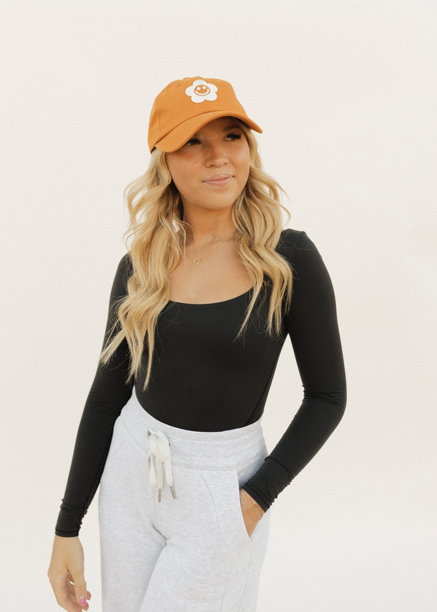 Desert Orange Smiley Daisy Dad Hat - Sleepy Mountain
