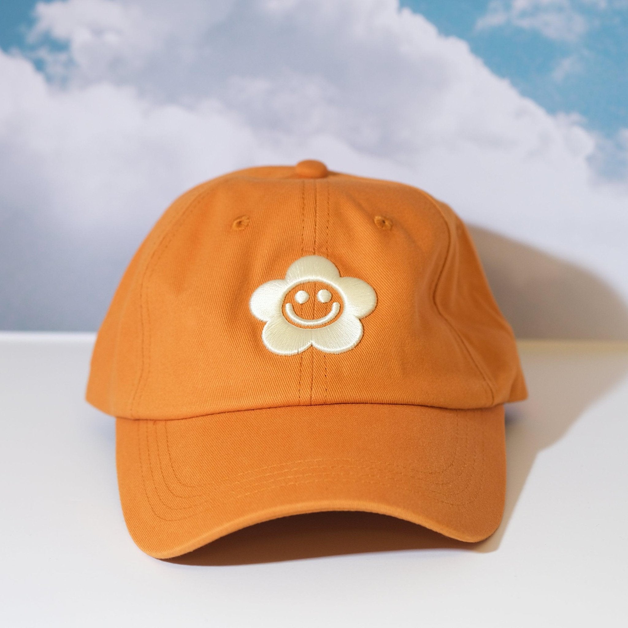Desert Orange Smiley Daisy Dad Hat - Sleepy Mountain
