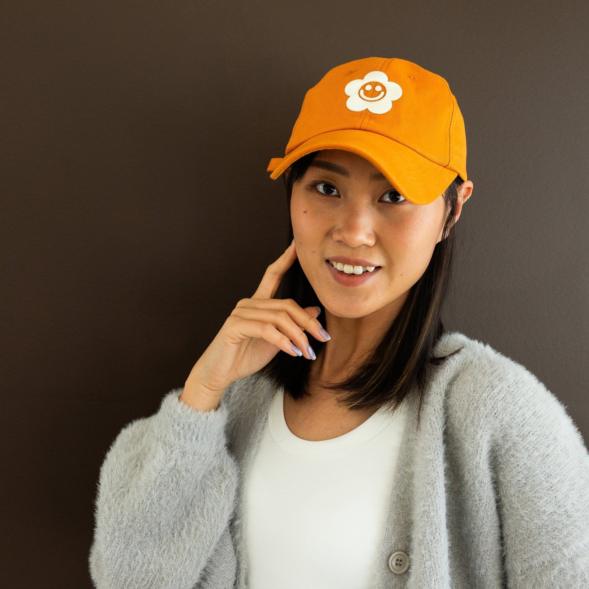 Desert Orange Smiley Daisy Dad Hat - Sleepy Mountain