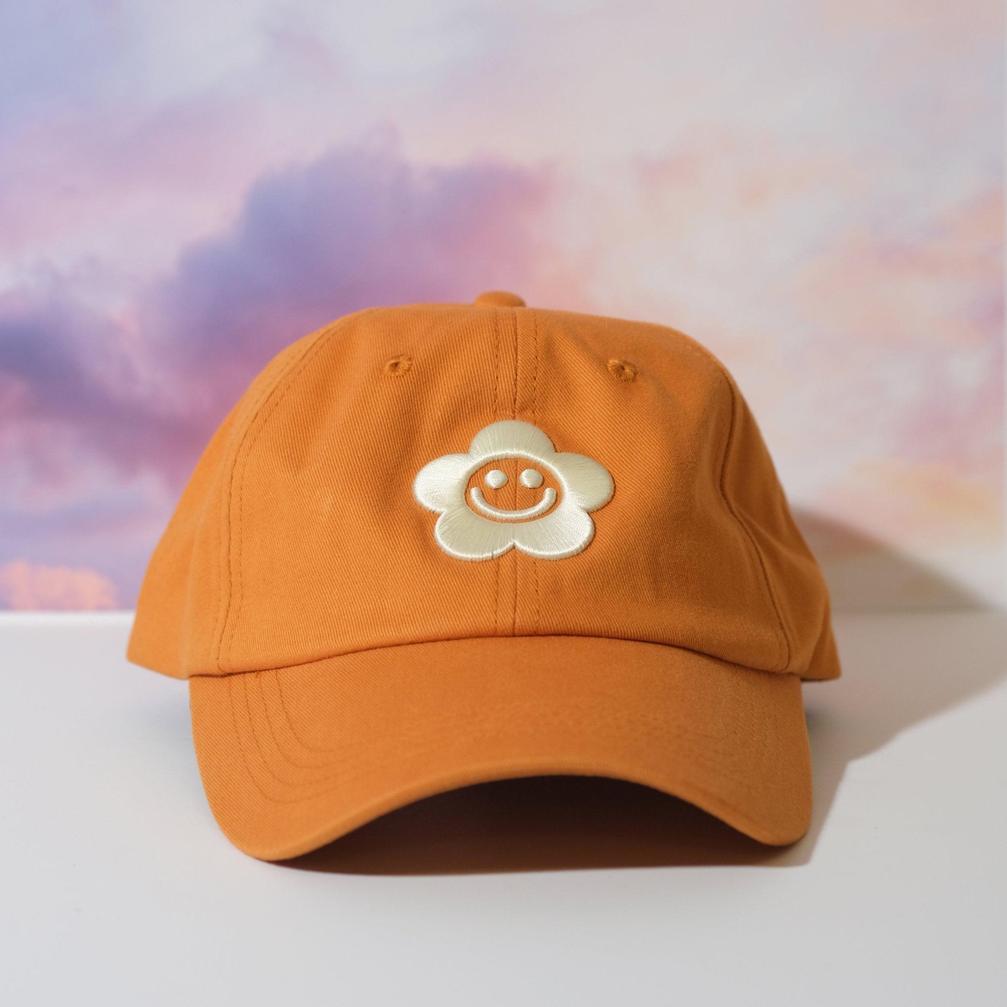 Desert Orange Smiley Daisy Dad Hat - Sleepy Mountain