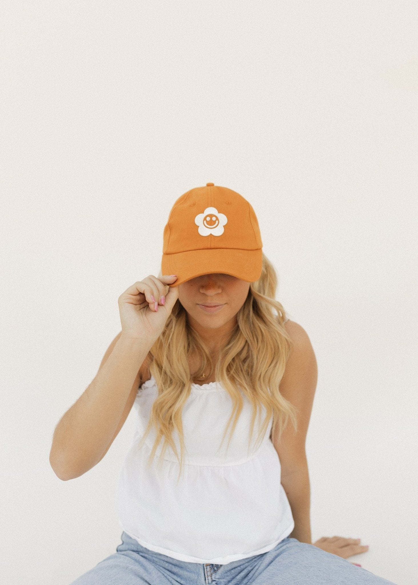 Desert Orange Smiley Daisy Dad Hat - Sleepy Mountain