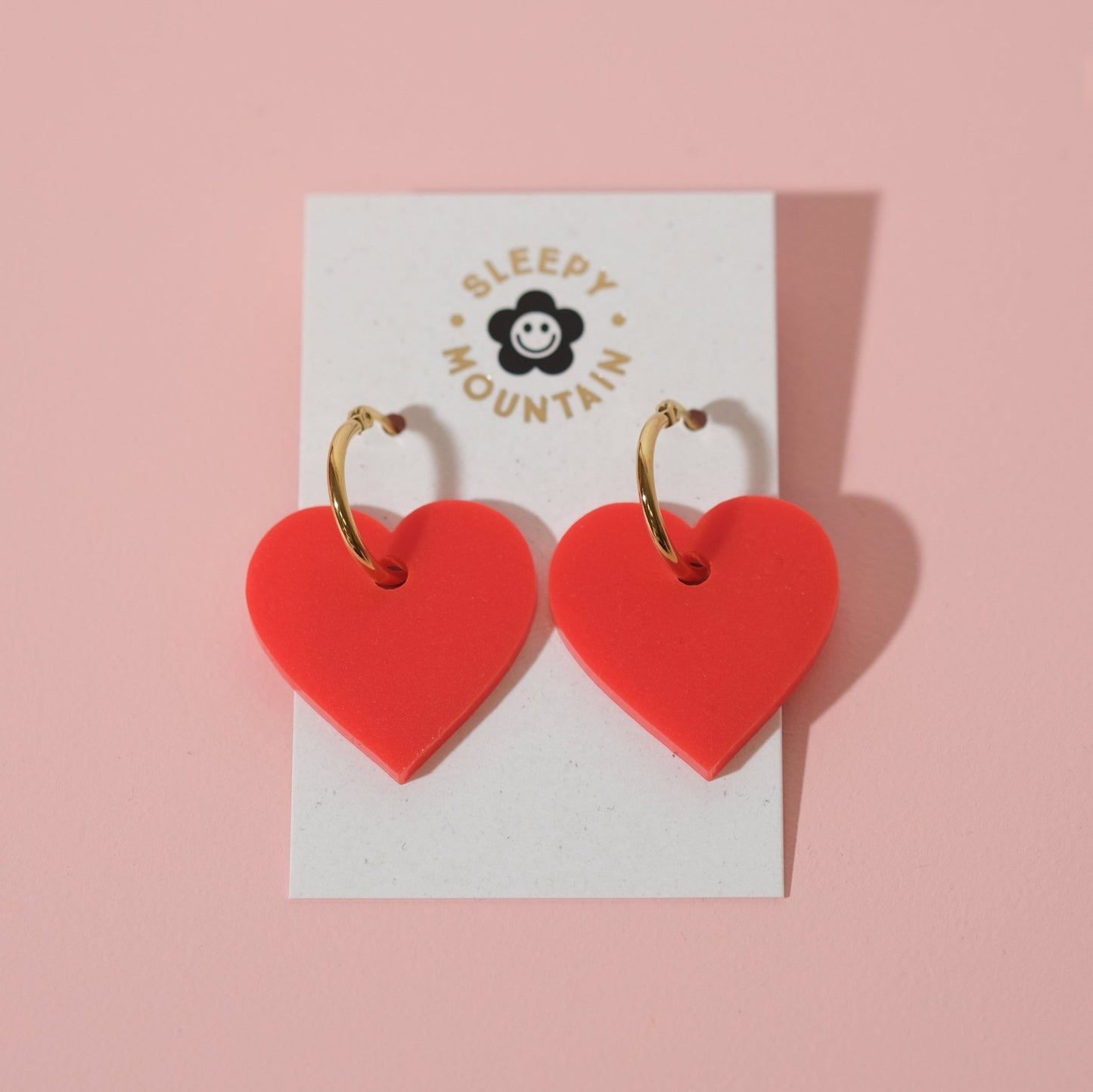 Heart Hoop Earrings in Matte Red - Sleepy Mountain