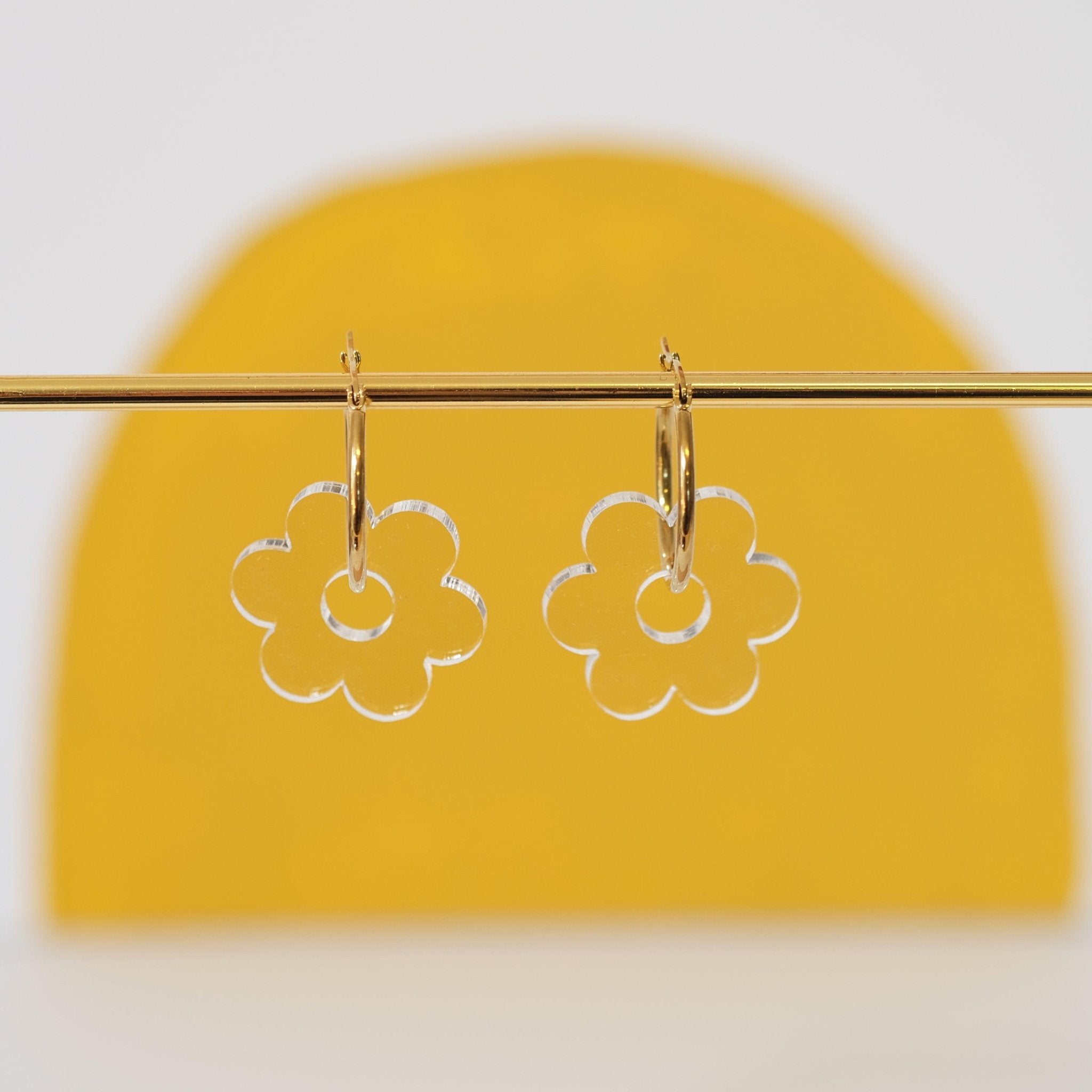 Hoopsy Daisy - Clear Acrylic Daisy Hoop Earrings - Sleepy Mountain