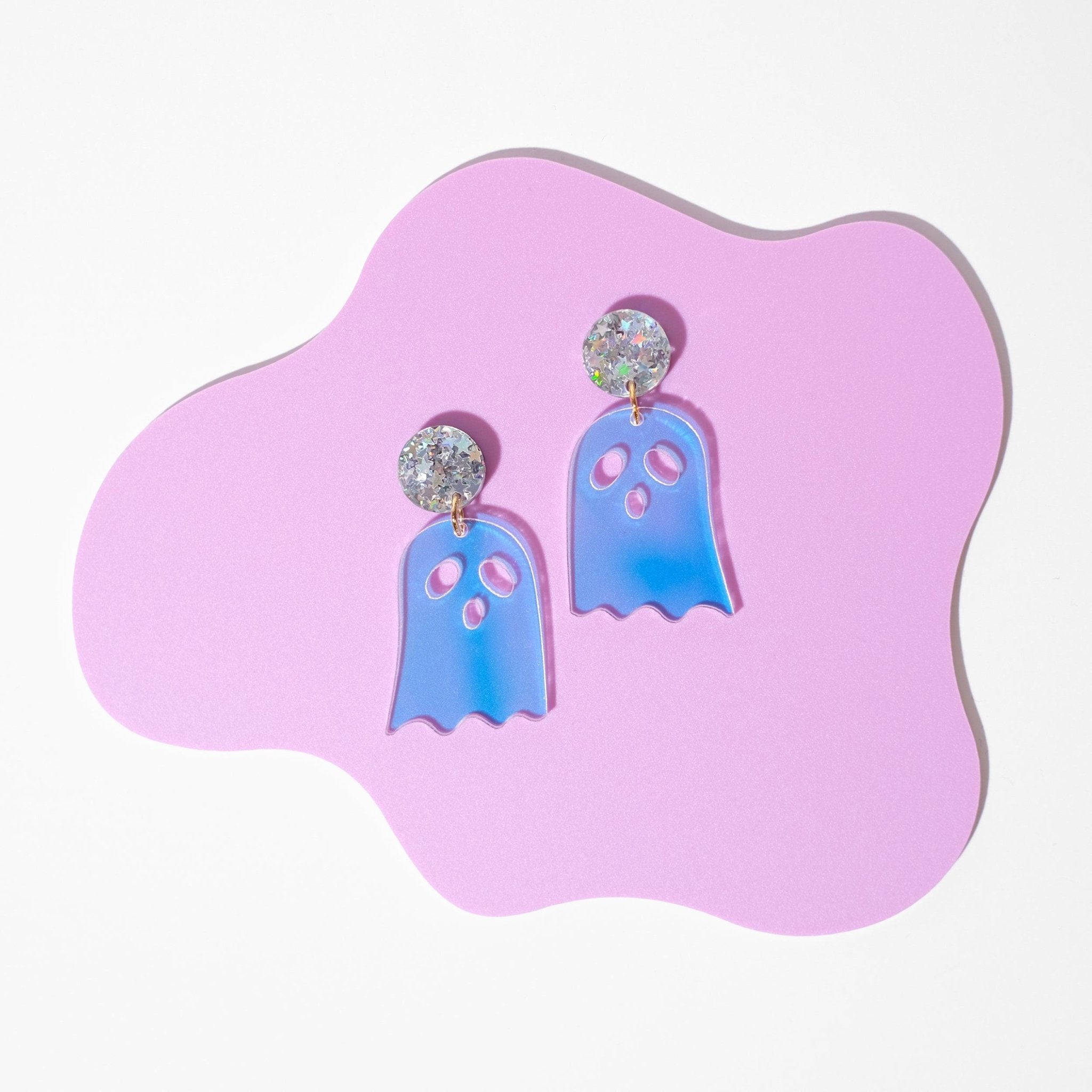 Iridescent Ghost Dangle Earrings - Sleepy Mountain