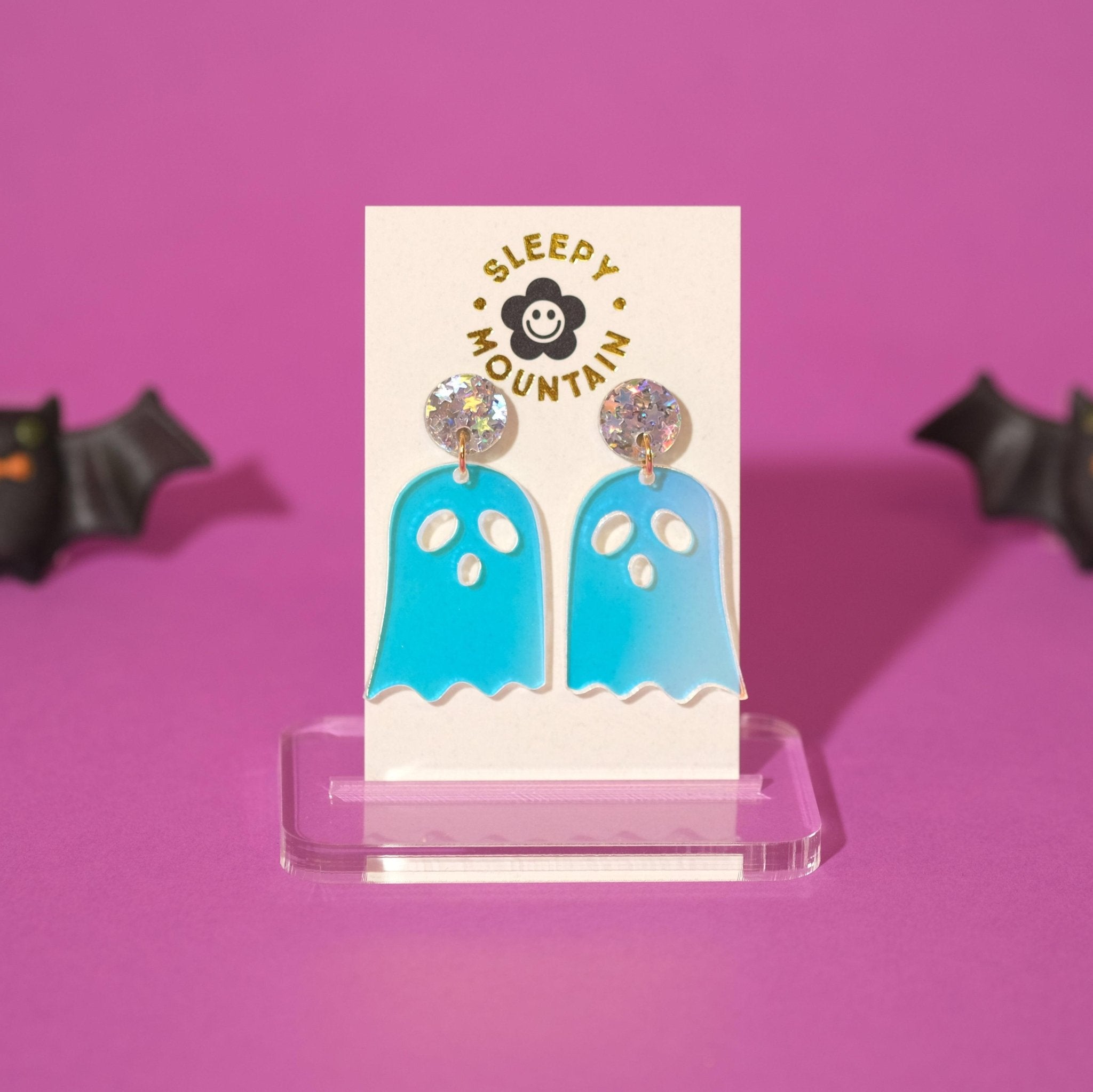 Iridescent Ghost Dangle Earrings - Sleepy Mountain