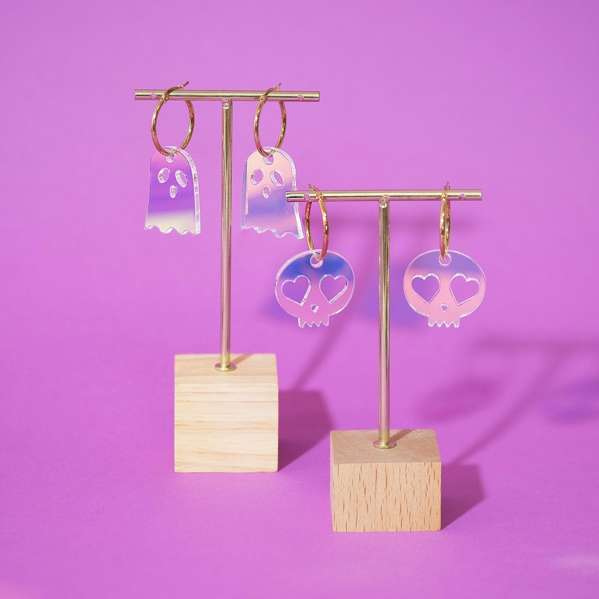 Iridescent Ghost Hoop Earrings - Sleepy Mountain