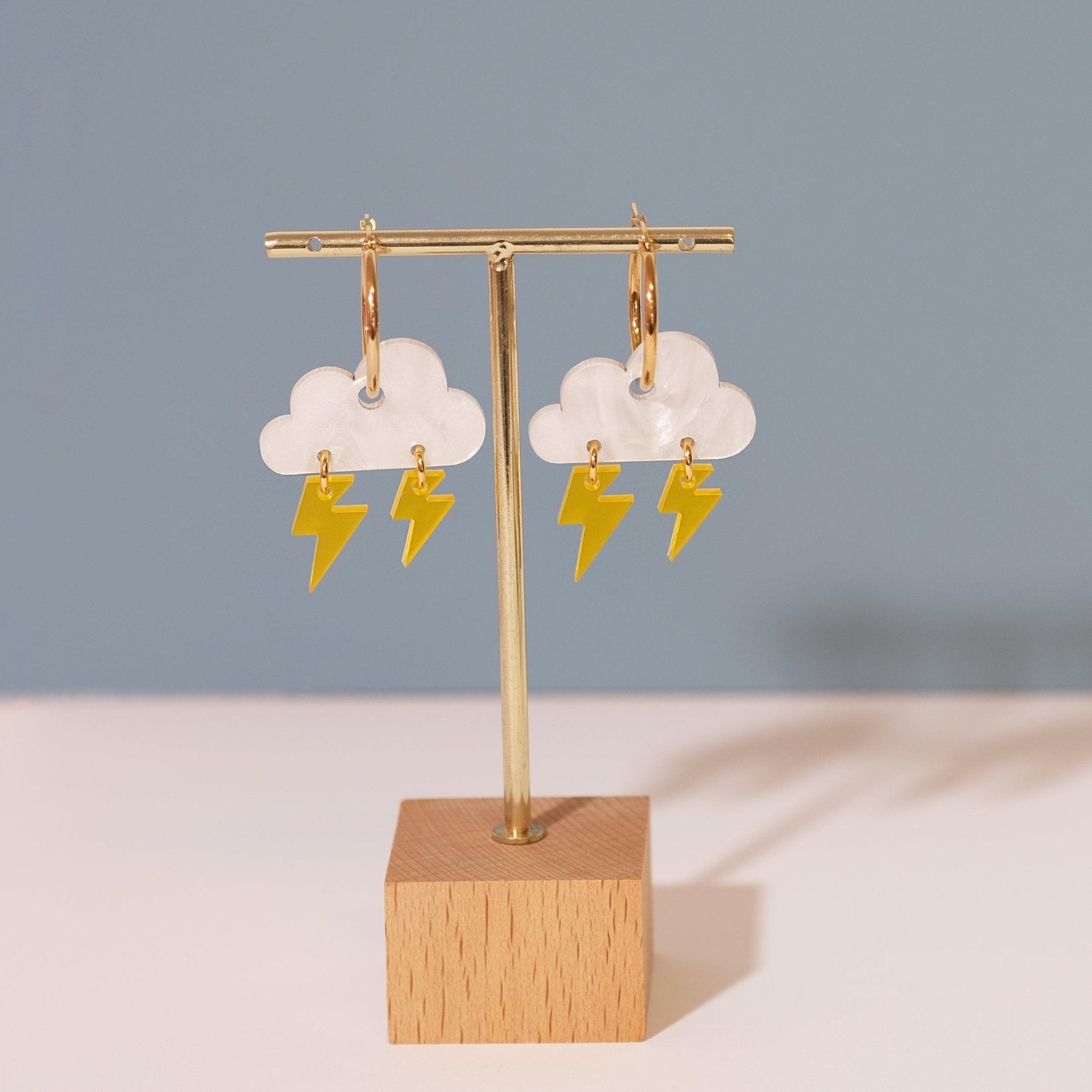 Lightning Thunder Cloud Hoop Earrings - Sleepy Mountain