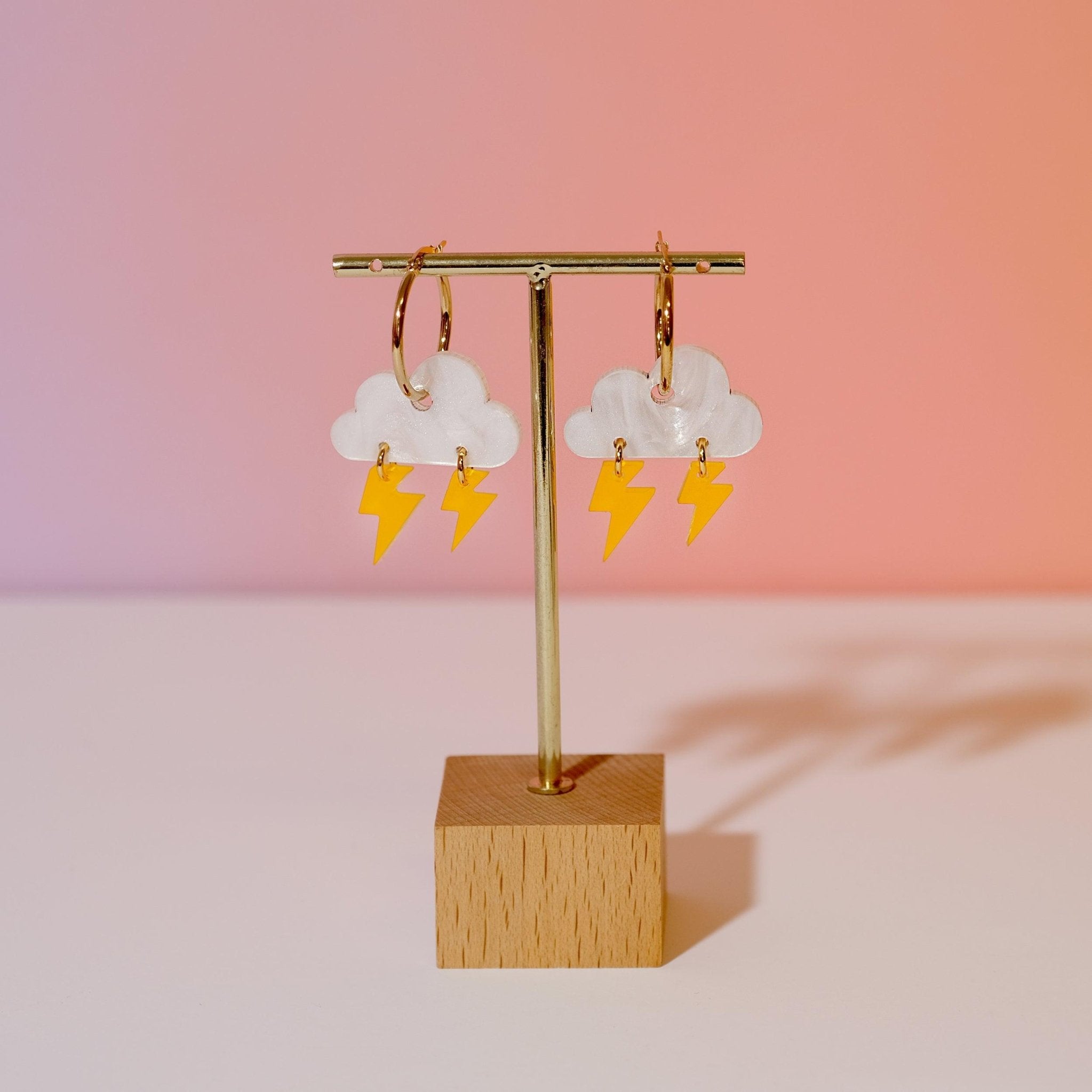 Lightning Thunder Cloud Hoop Earrings - Sleepy Mountain