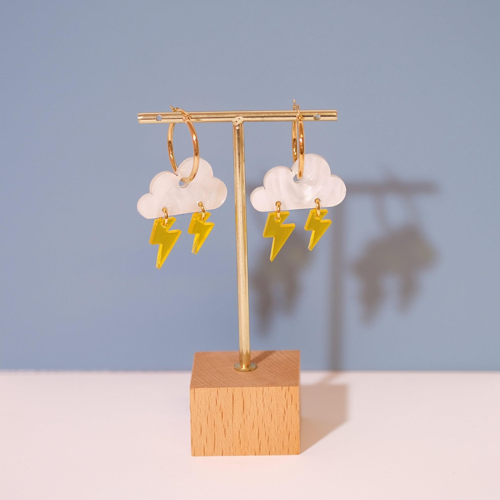 Lightning Thunder Cloud Hoop Earrings - Sleepy Mountain