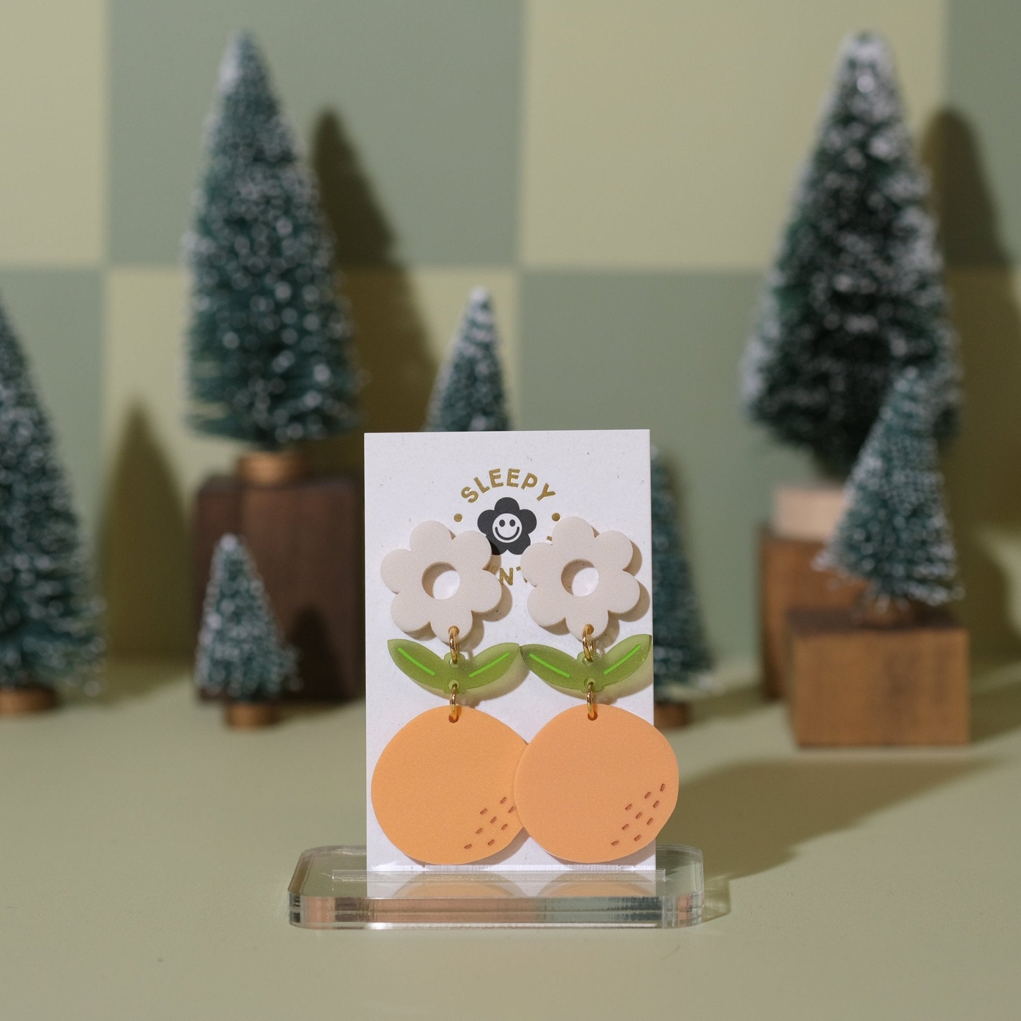 Pastel Orange Blossom Dangle Earrings - Sleepy Mountain