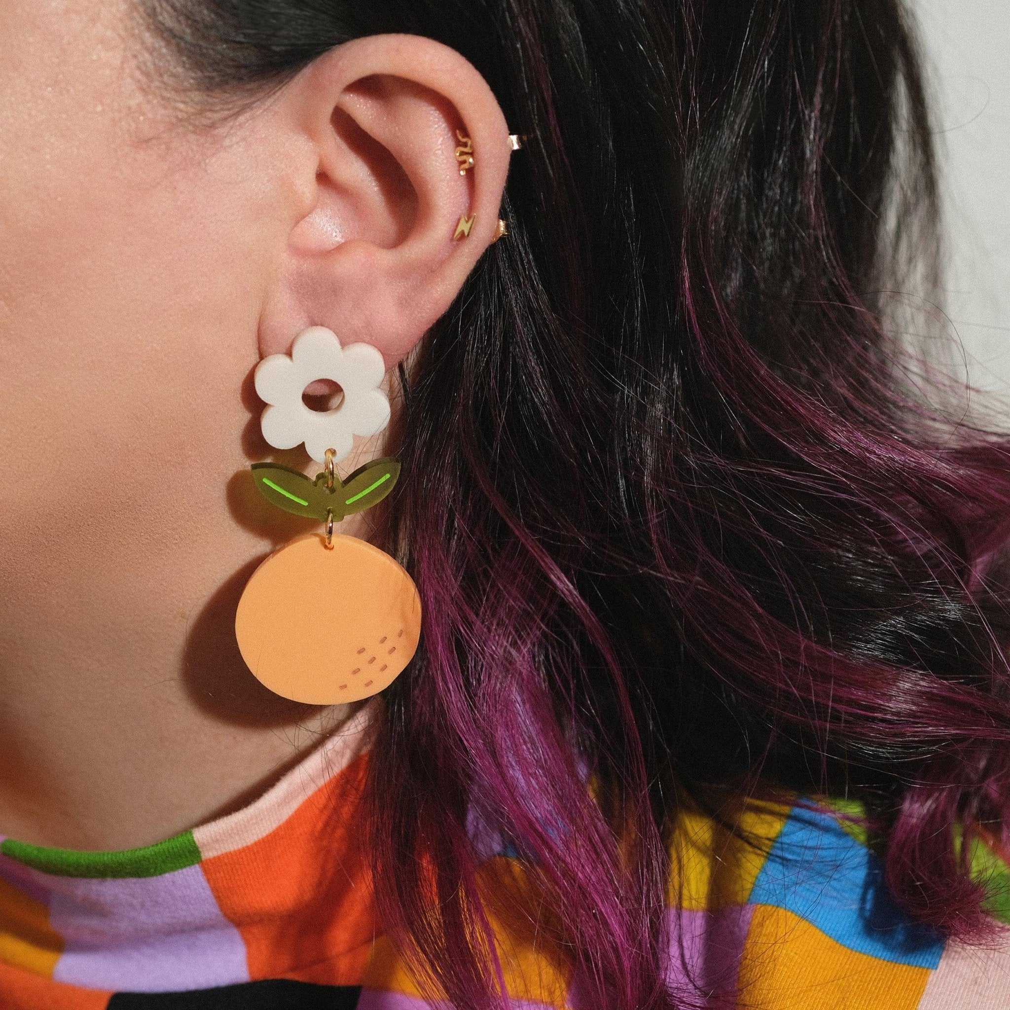 Pastel Orange Blossom Dangle Earrings - Sleepy Mountain