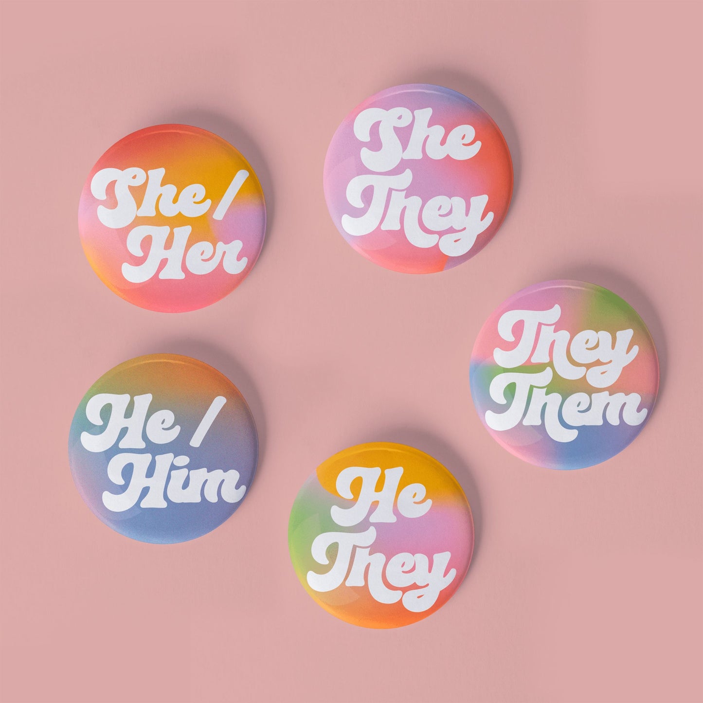 Pronoun Pinback Button - He/They - Sleepy Mountain