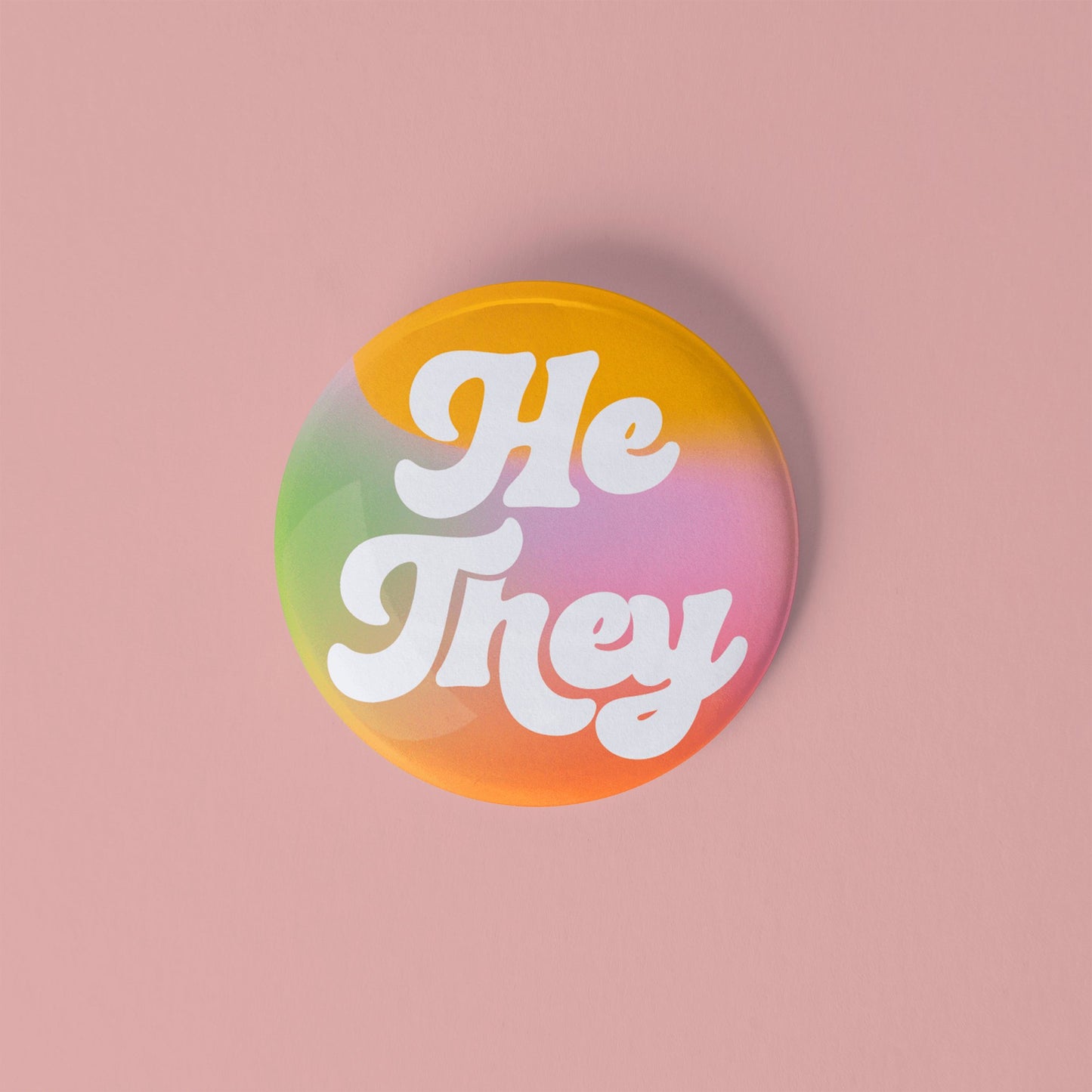 Pronoun Pinback Button - He/They - Sleepy Mountain