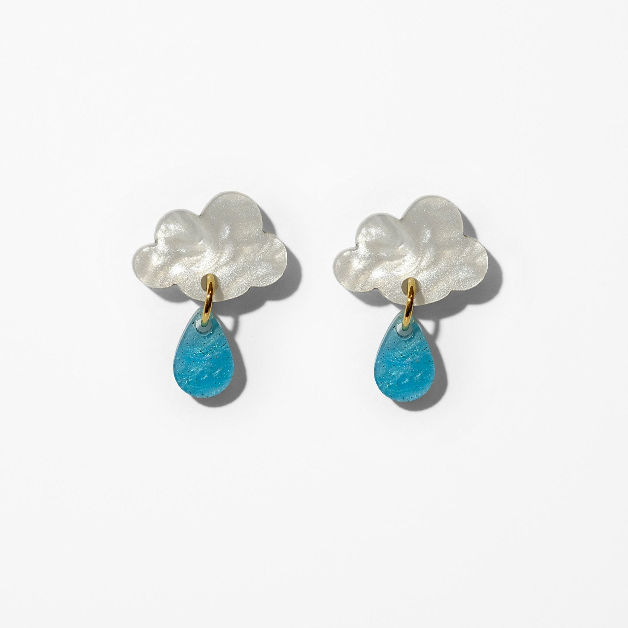 Rain cloud mini dangle earrings - Sleepy Mountain