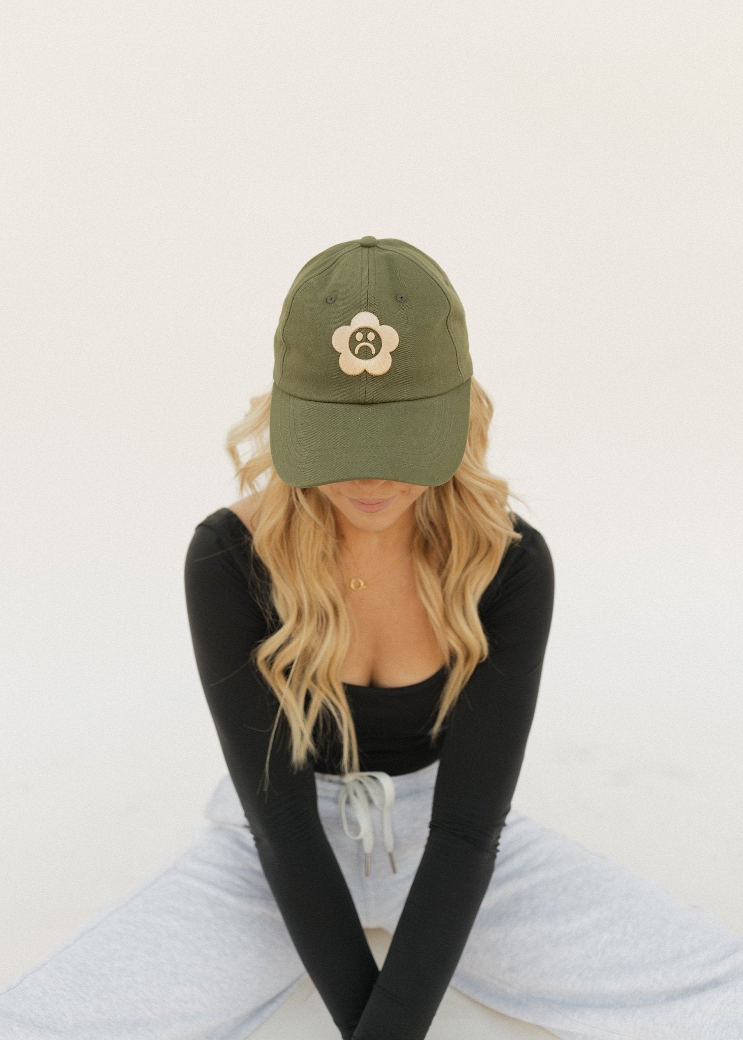Sad Flower Olive Dad Hat - Sleepy Mountain