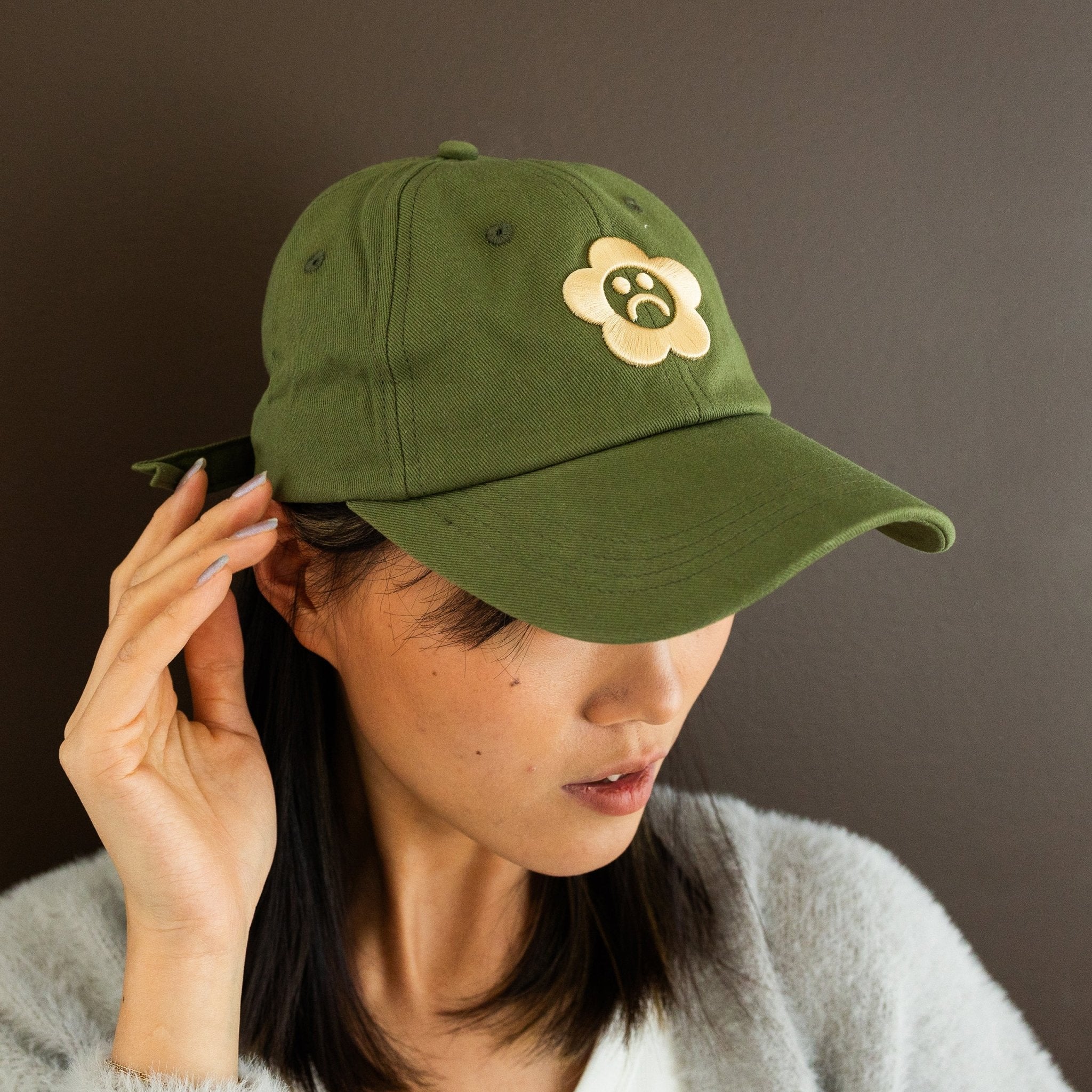 Sad Flower Olive Dad Hat - Sleepy Mountain