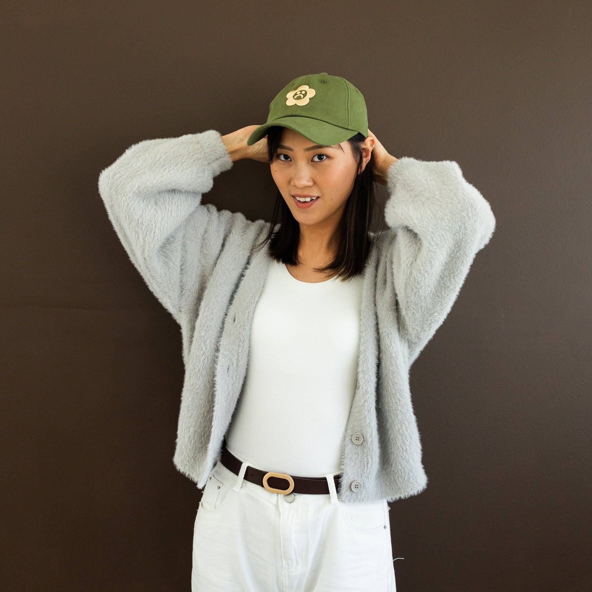 Sad Flower Olive Dad Hat - Sleepy Mountain