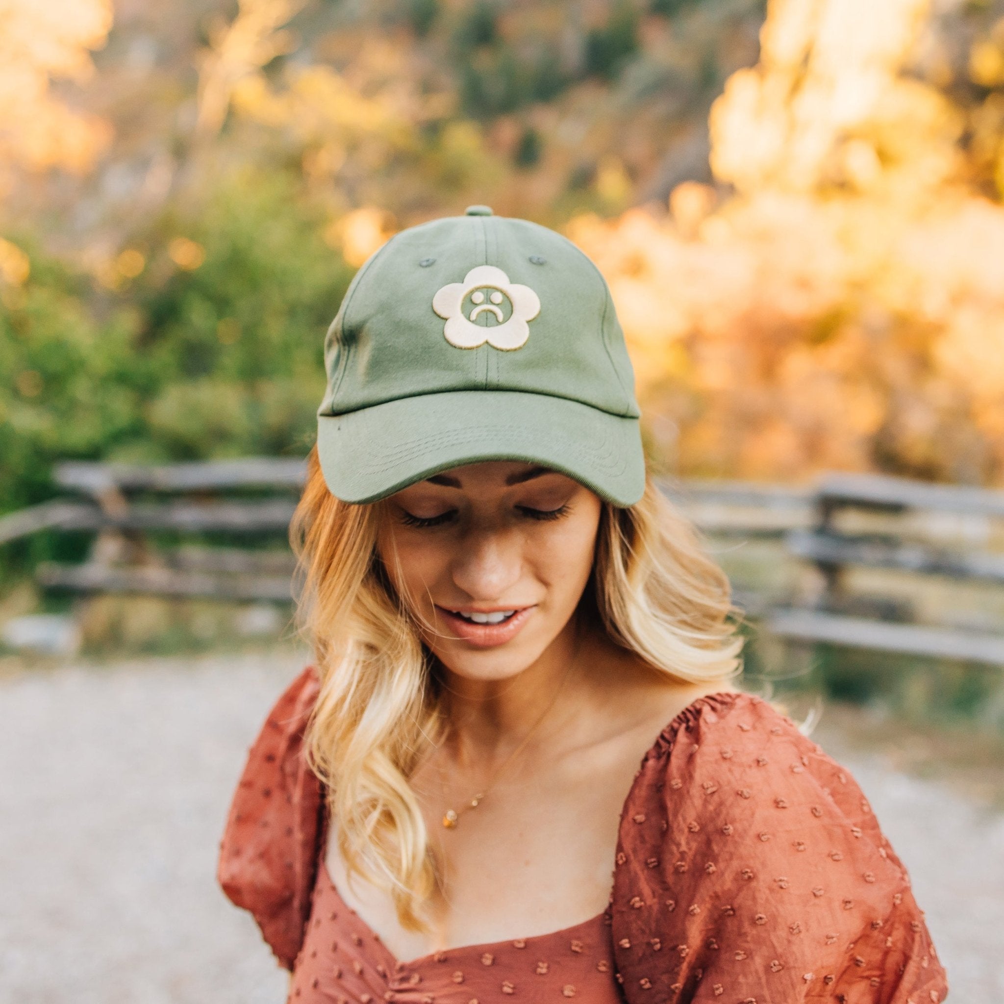Sad Flower Olive Dad Hat - Sleepy Mountain