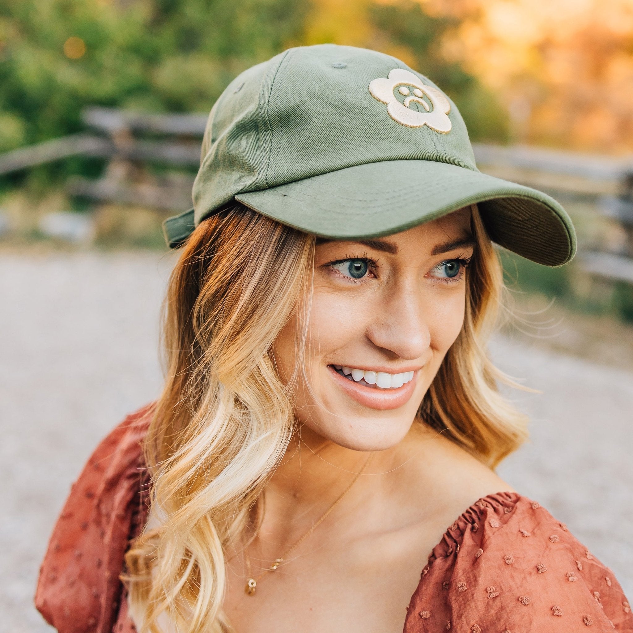 Sad Flower Olive Dad Hat - Sleepy Mountain