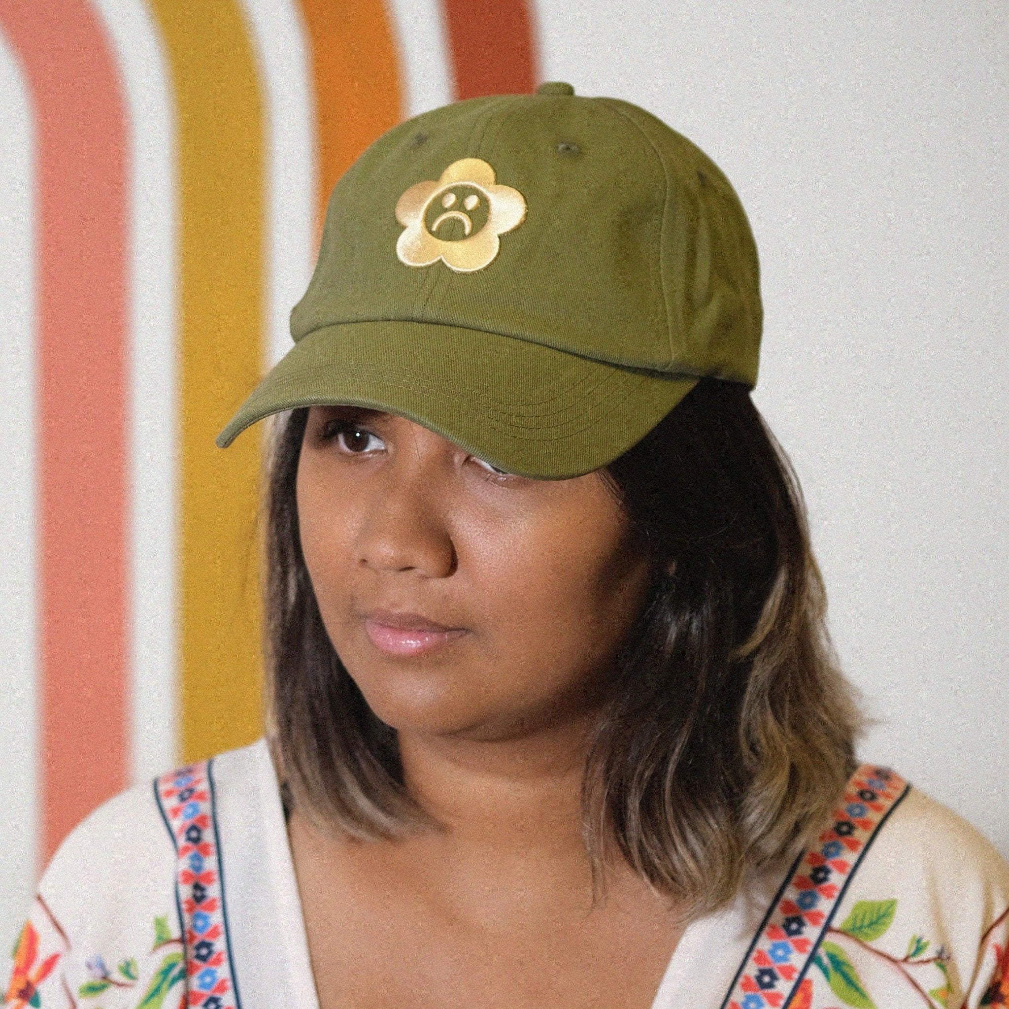 Sad Flower Olive Dad Hat - Sleepy Mountain