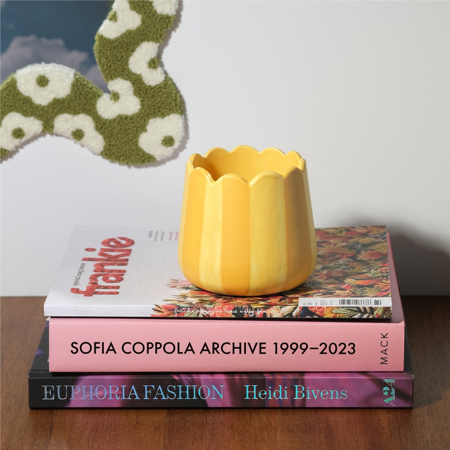 Scalloped Planter - Yellow Stripes - Sleepy Mountain