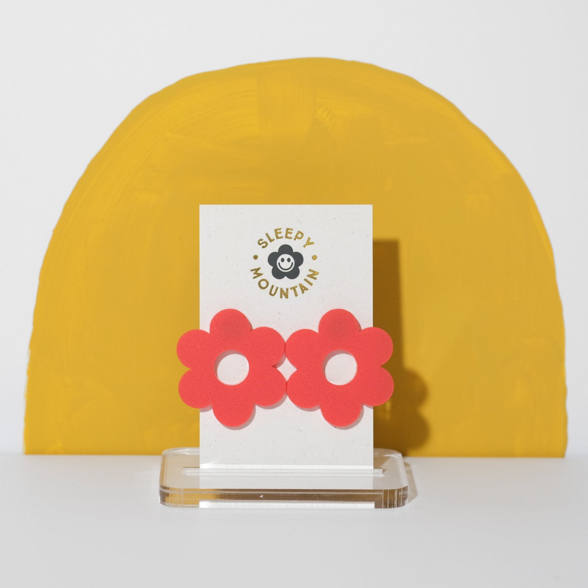 Statement daisy big stud earrings in red - Sleepy Mountain