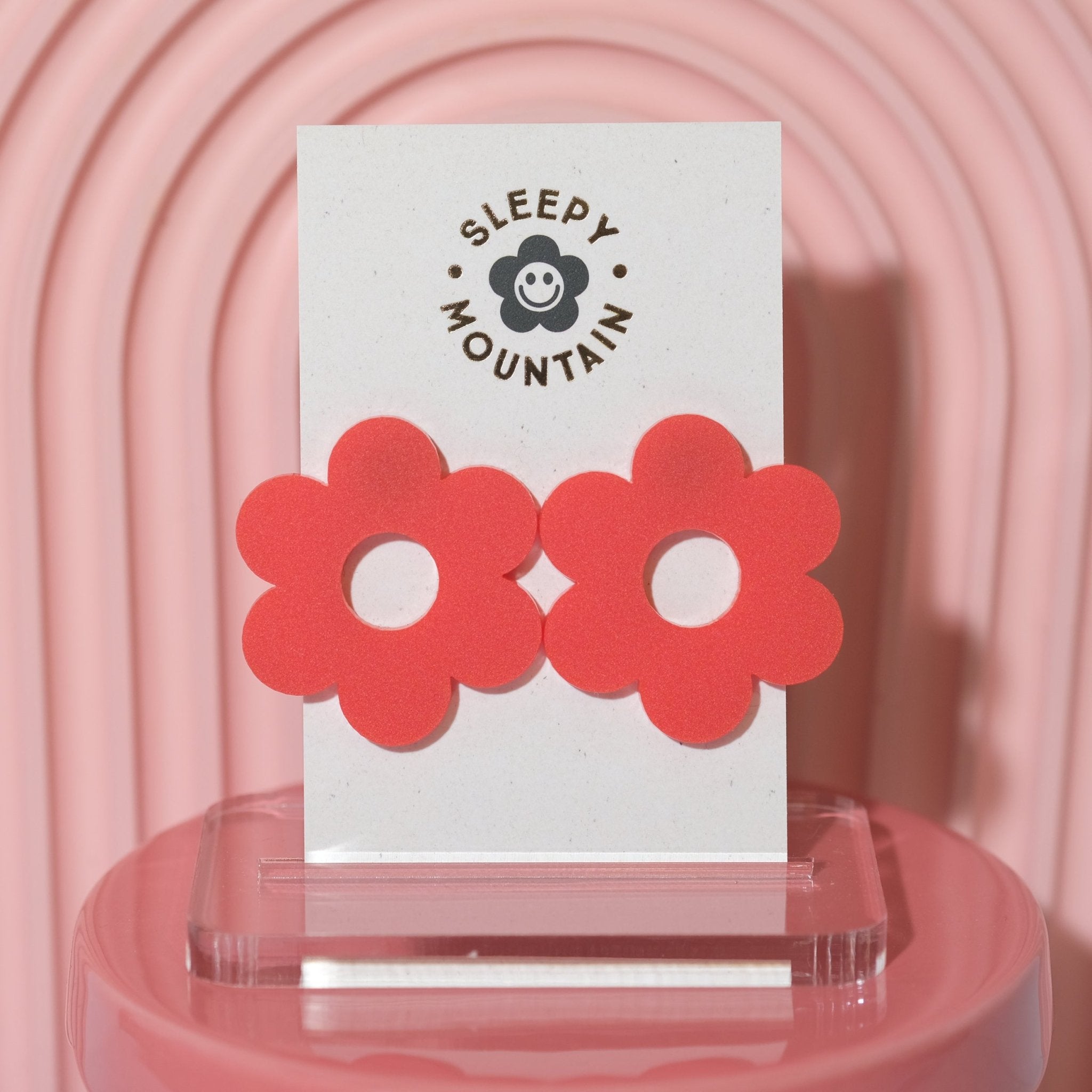 Statement daisy big stud earrings in red - Sleepy Mountain