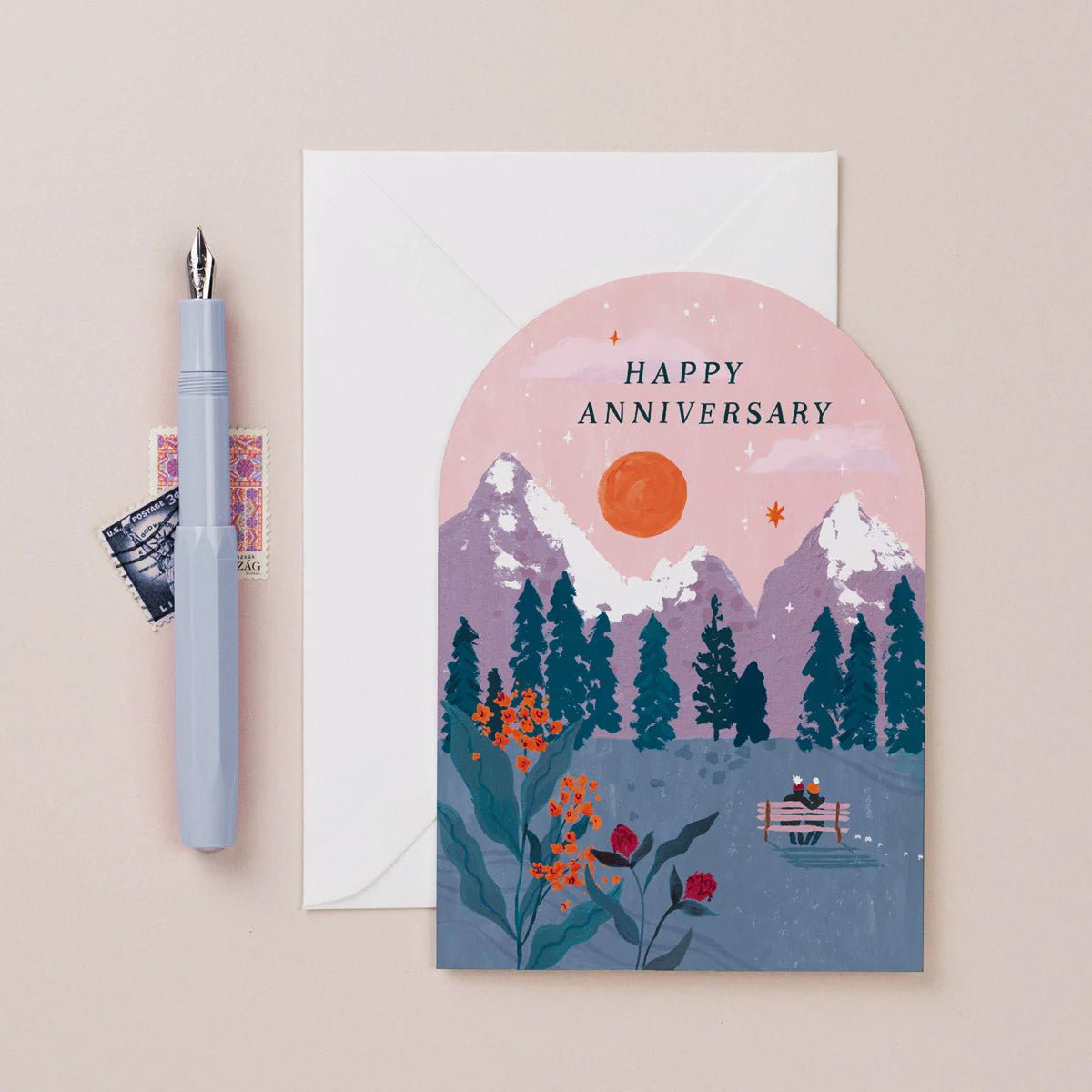 Sunset Anniversary Card by Sister Paper Co - Sleepy Mountain