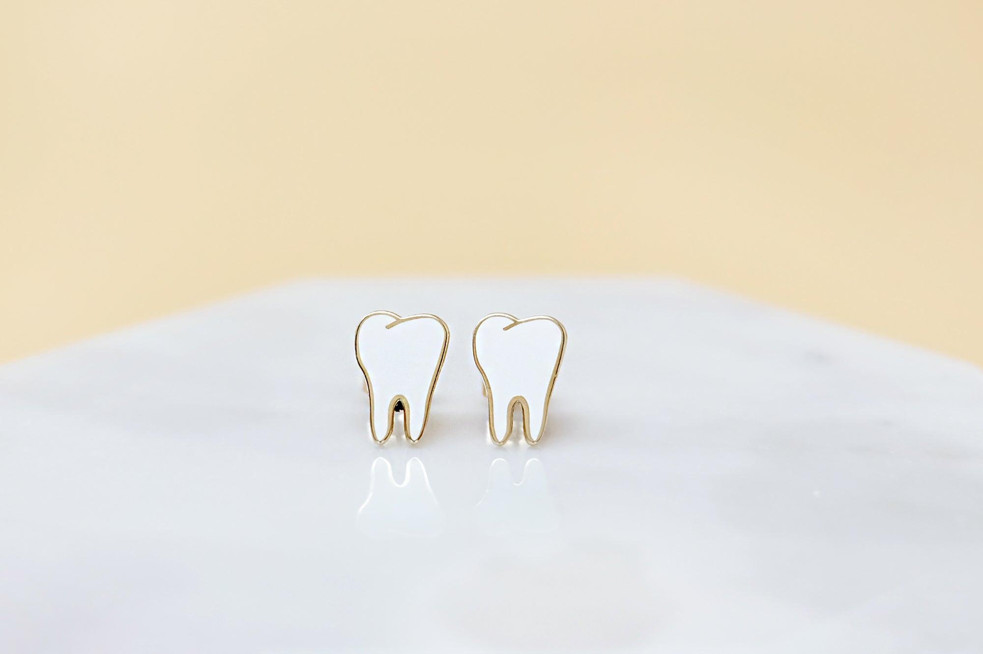 Teeth Earrings - Gold plated studs - Sleepy Mountain