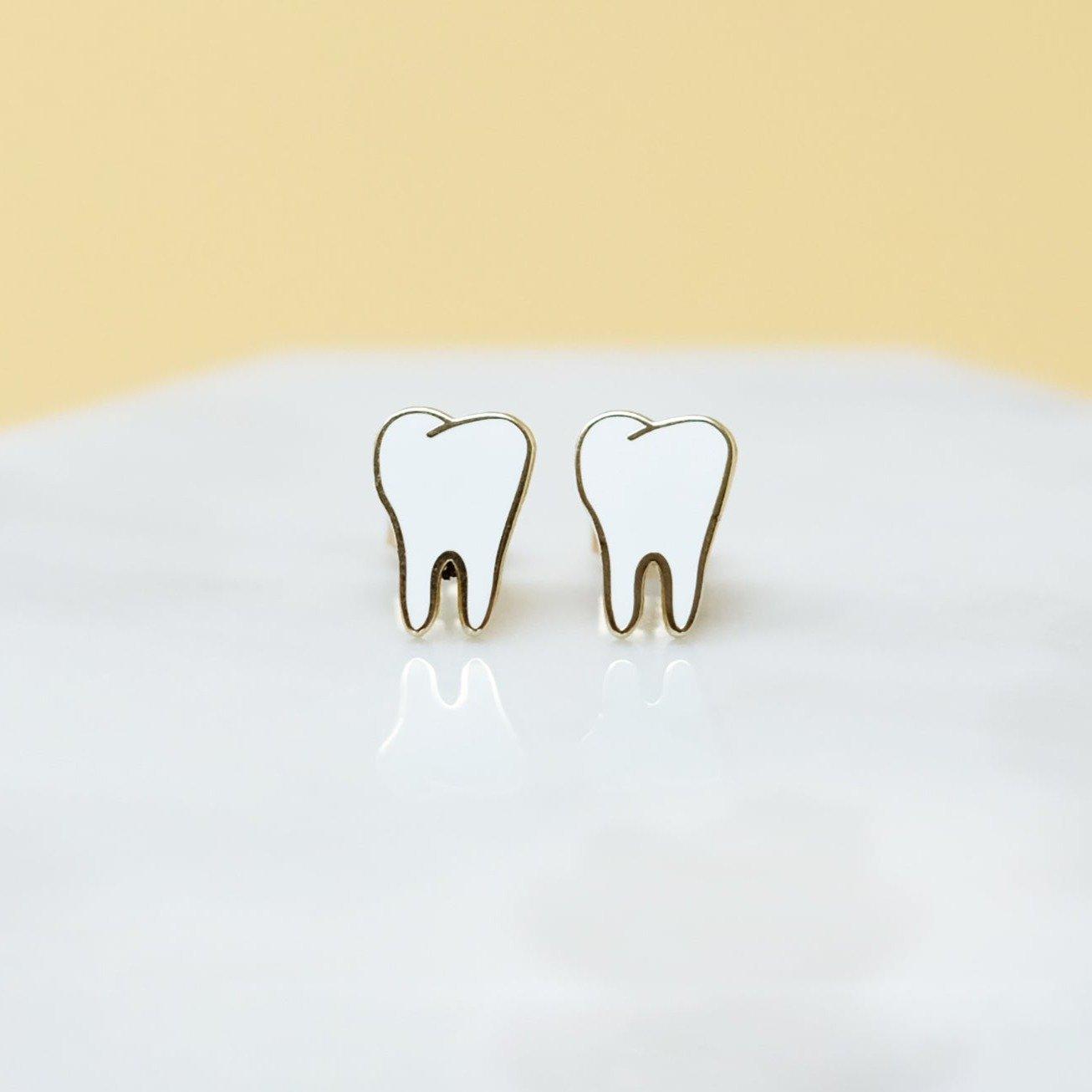 Teeth Earrings - Gold plated studs - Sleepy Mountain