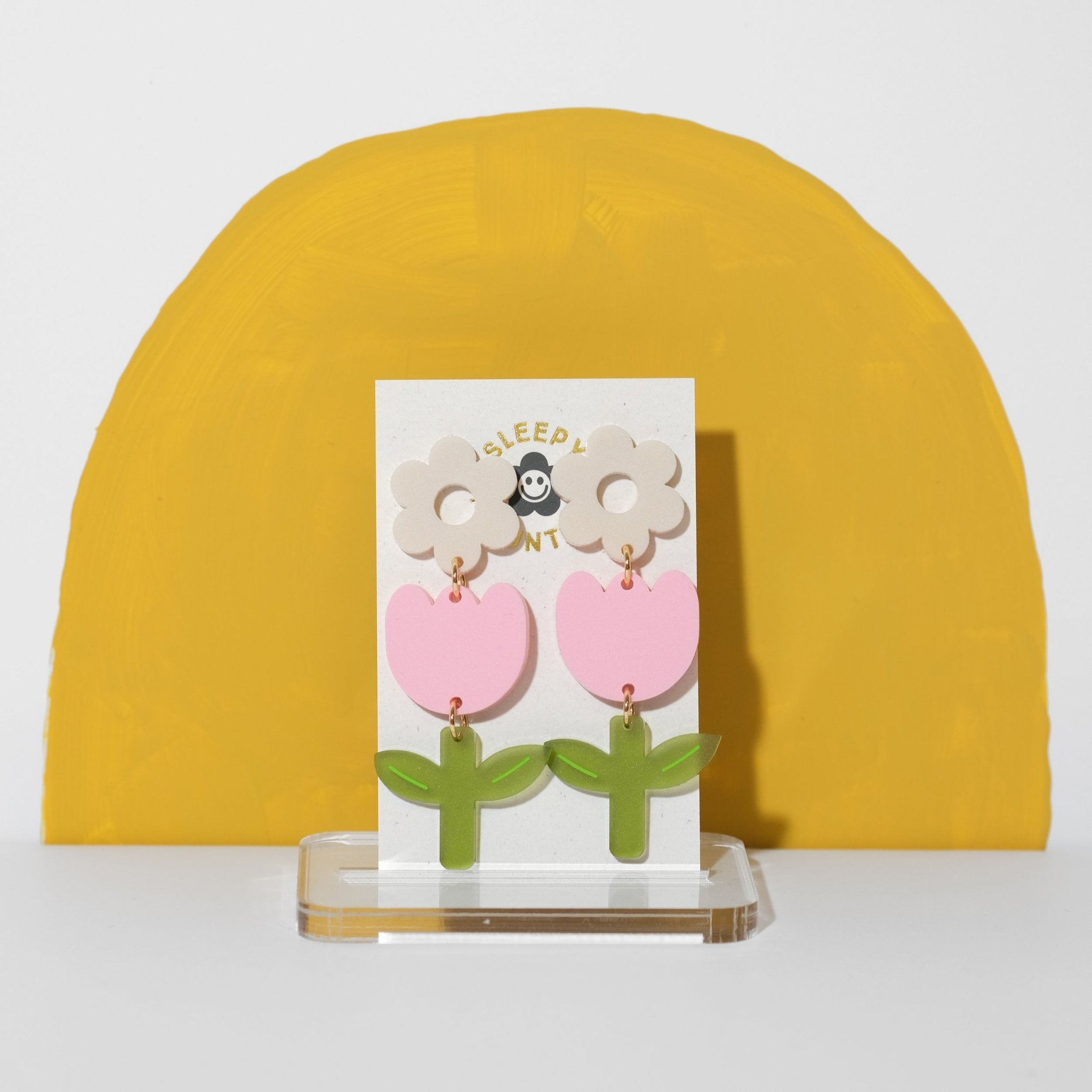 Tulip Dangle Earrings - Pink - Sleepy Mountain